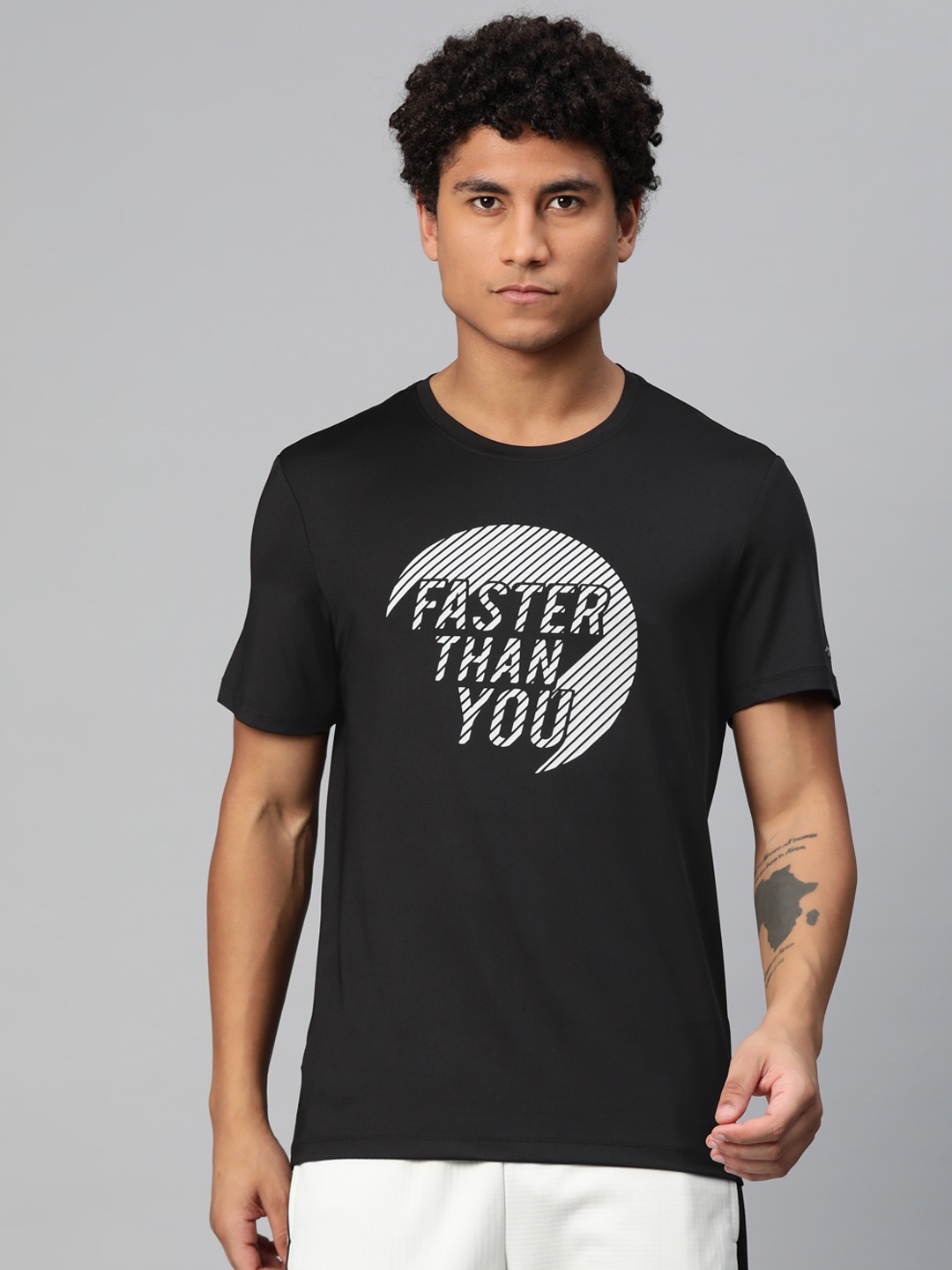

Alcis Printed Anti Static Slim Fit T-shirt, Black