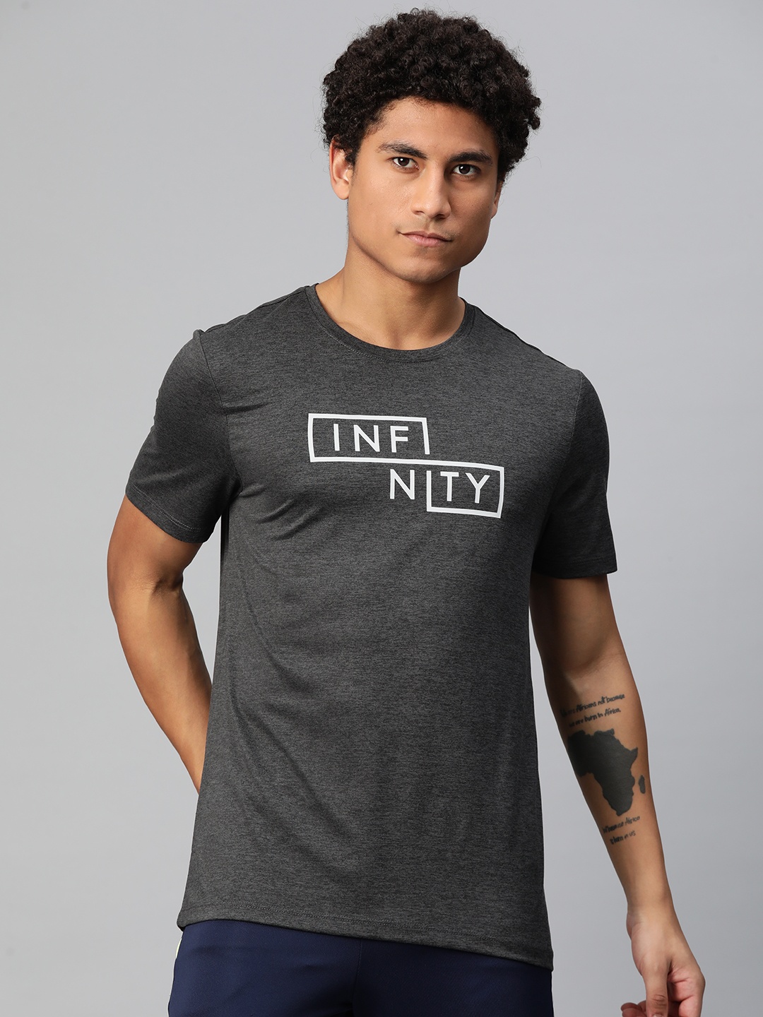 

Alcis Typography Printed Anti Static Slim Fit T-shirt, Grey