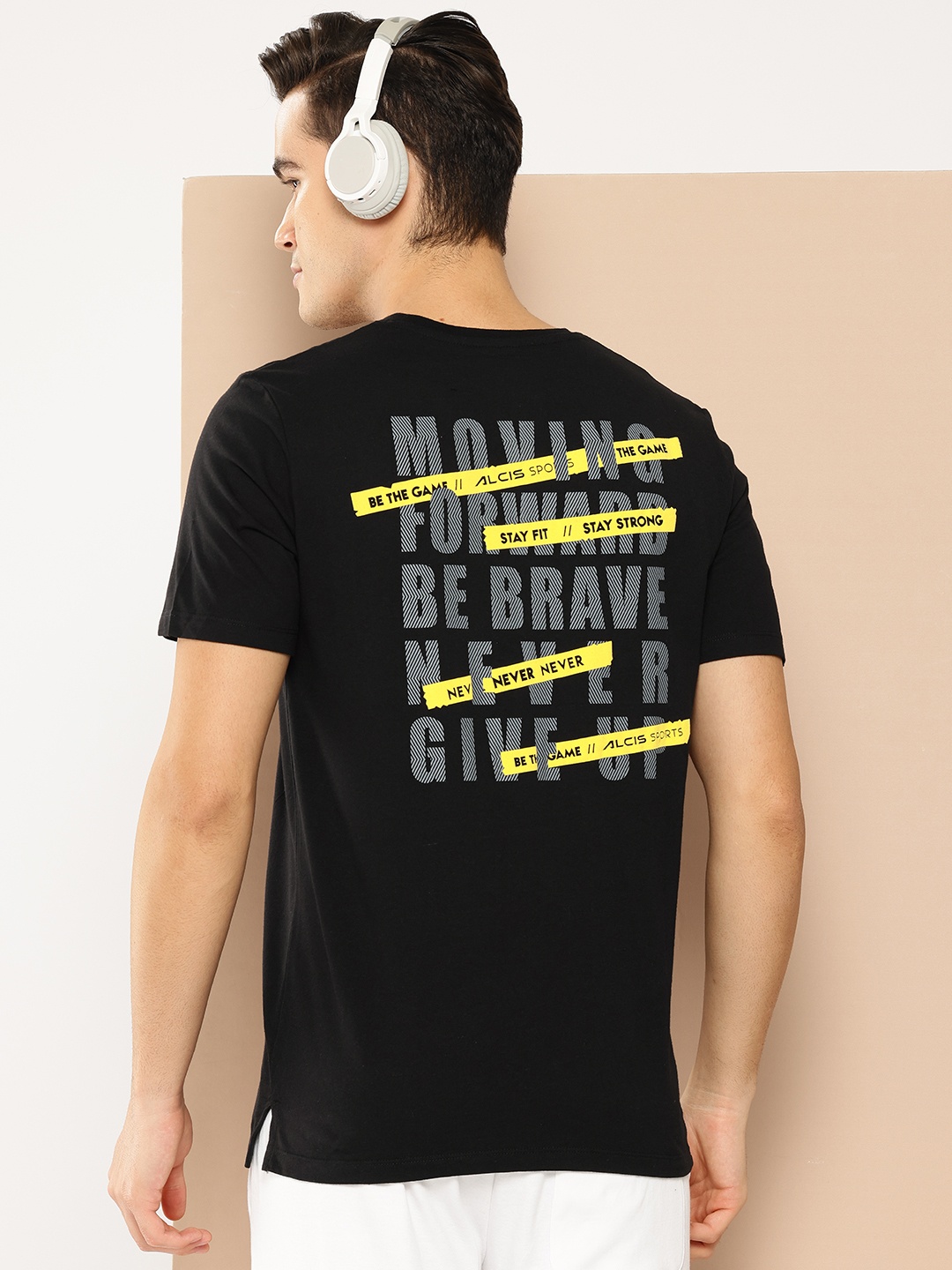 

Alcis Typography Printed Anti Static T-shirt, Black