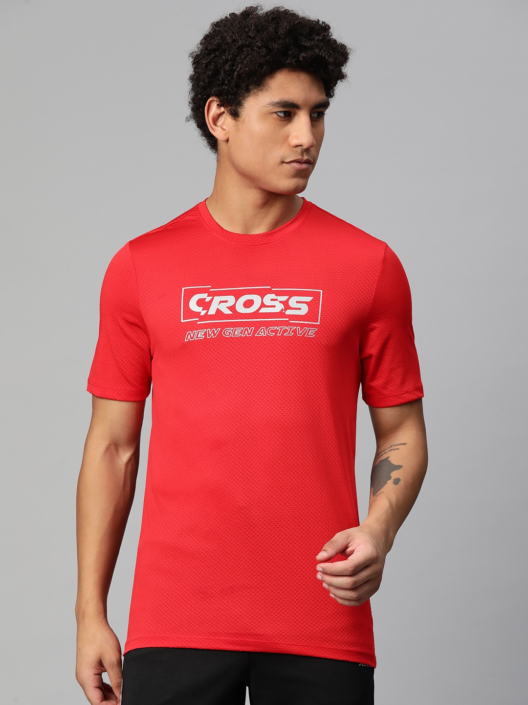 

Alcis Typography Printed Anti Static Slim Fit T-shirt, Red