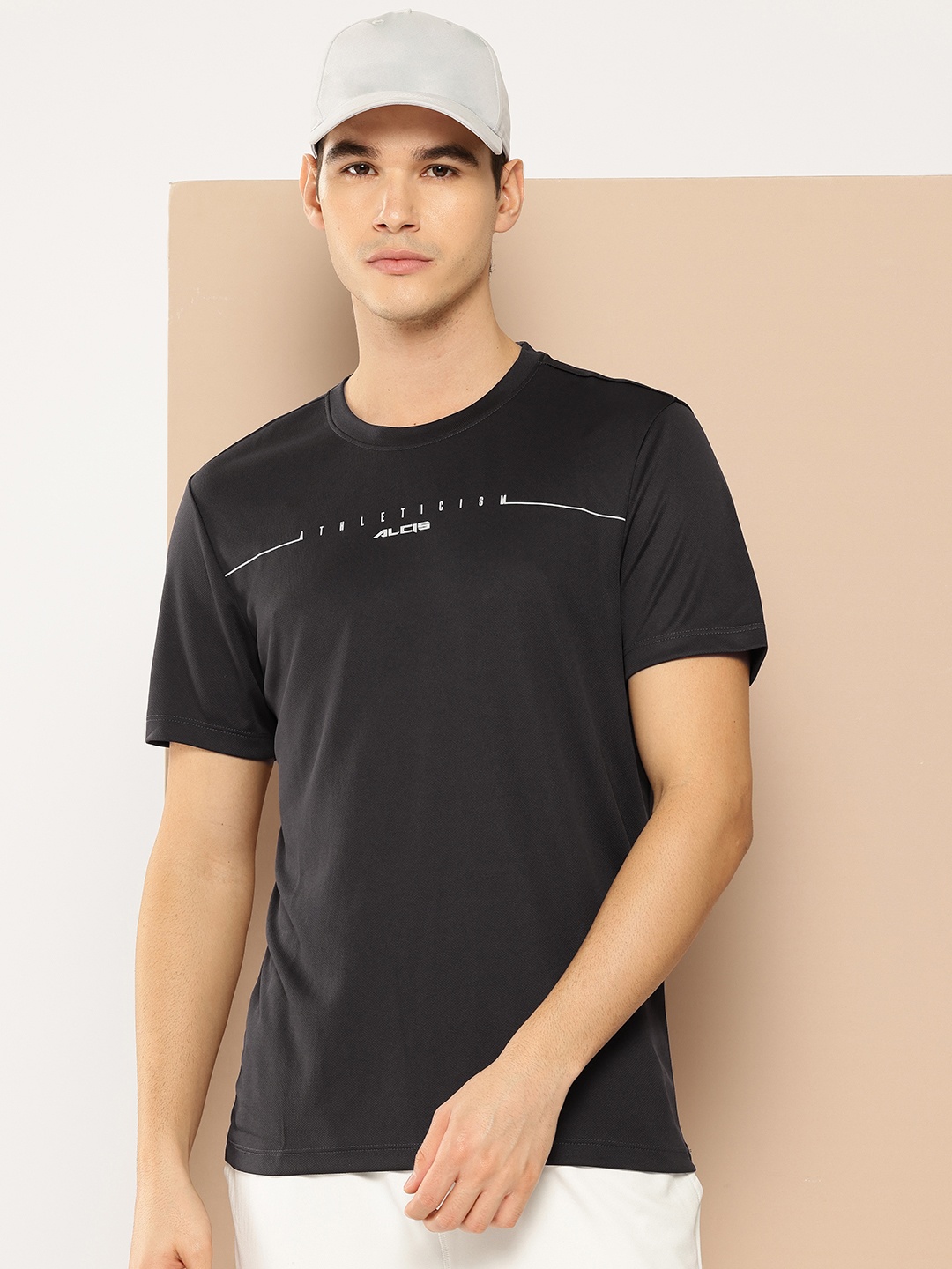 

Alcis Typography Printed Anti Static Slim Fit T-shirt, Black