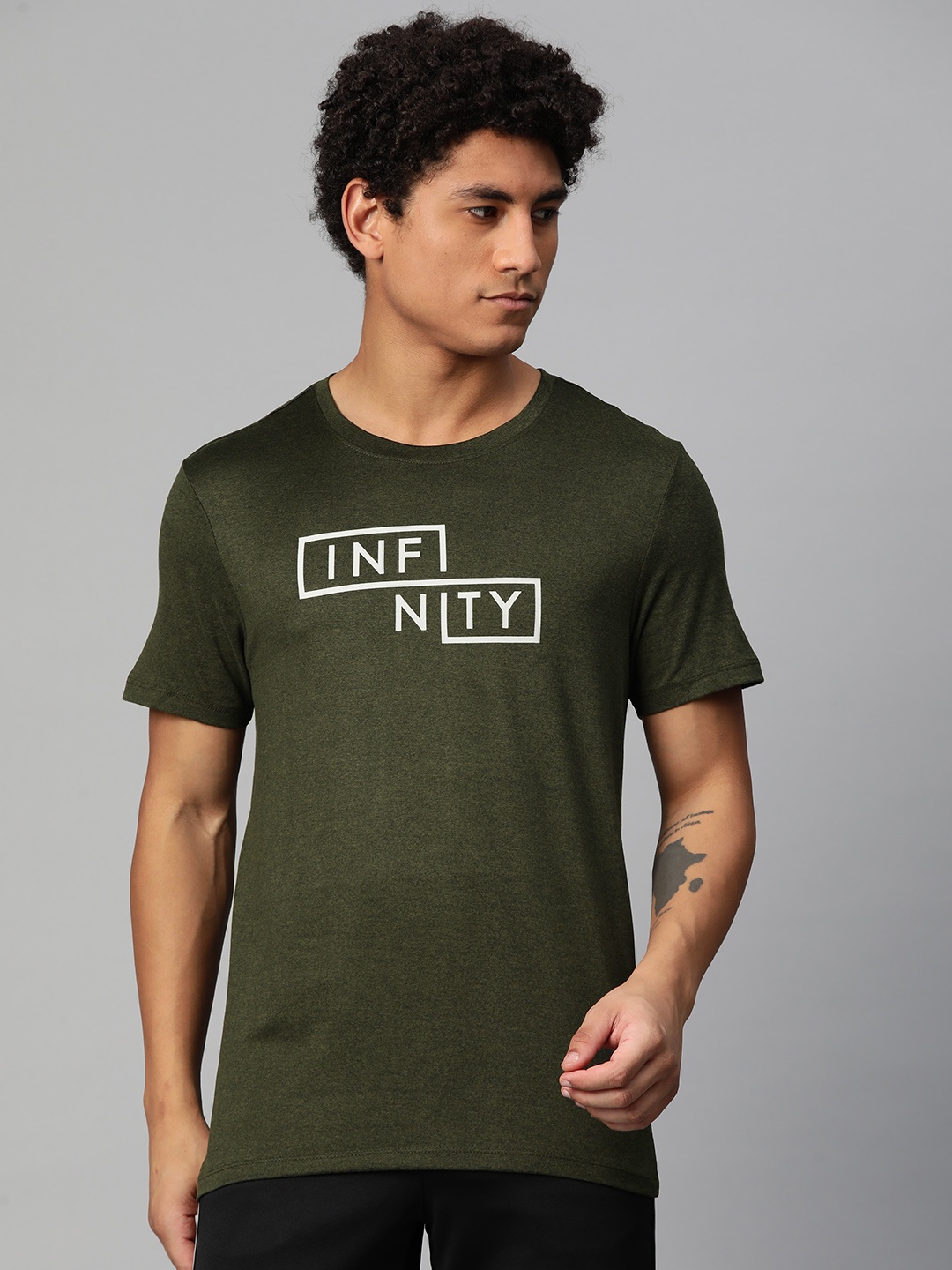 

Alcis Typography Printed Anti Static Slim Fit T-shirt, Olive