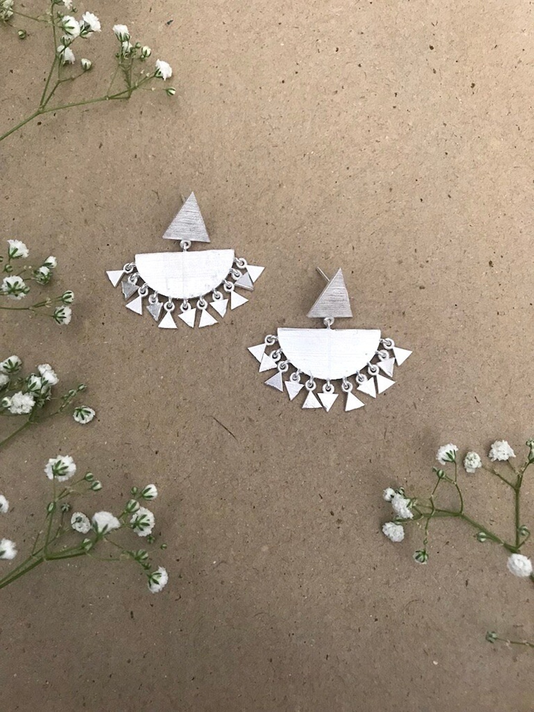 

Mitali Jain Silver-Plated Dome Shaped Drop Earrings