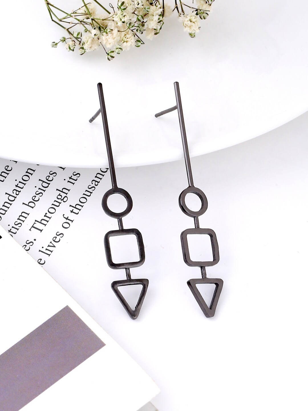 

Mitali Jain Geometric Drop Earrings, Black