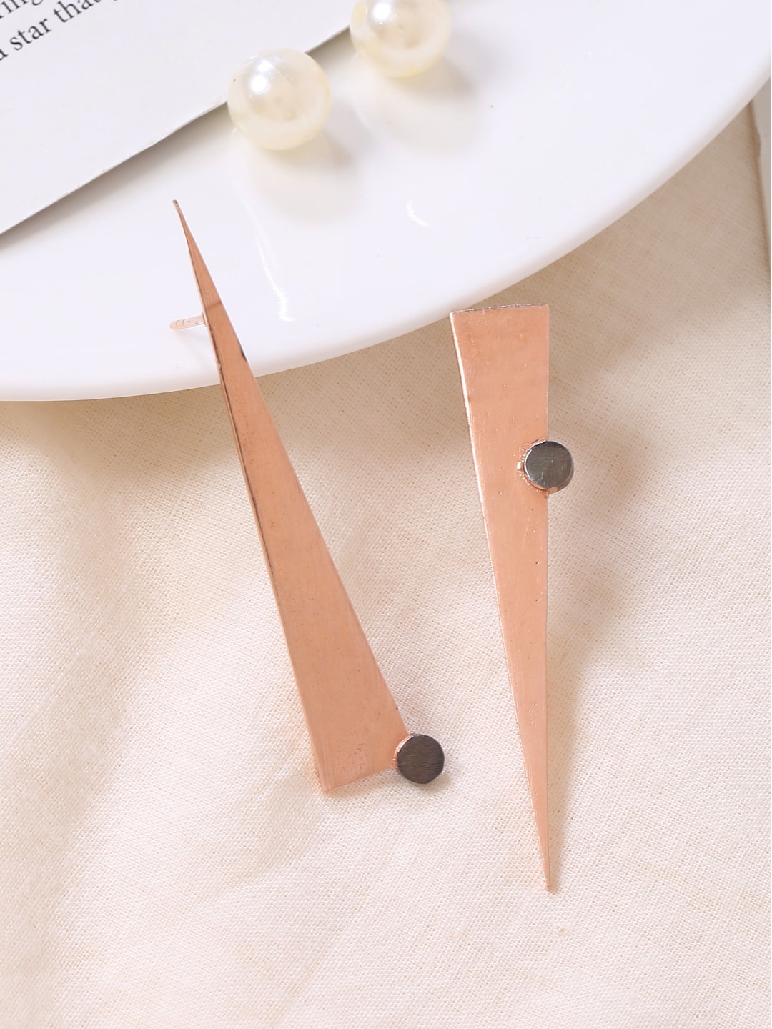 

Mitali Jain Rhodium-Plated Triangular Drop Earrings, Rose gold