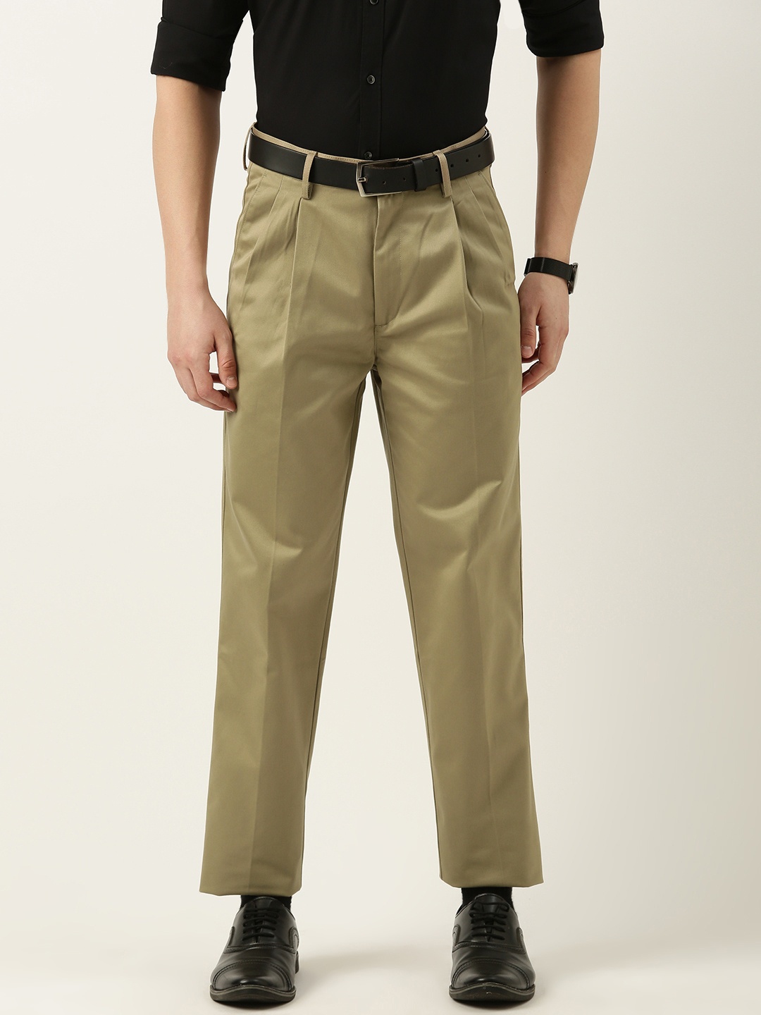 

Peter England Men Slim Fit Chinos Trousers, Khaki