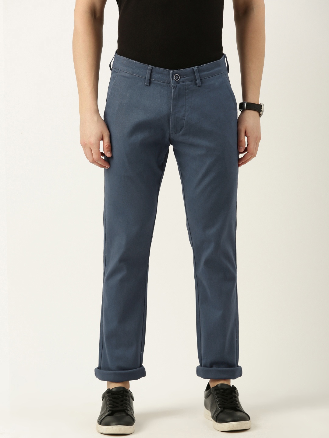 

Peter England Men Slim Fit Chinos Trousers, Blue