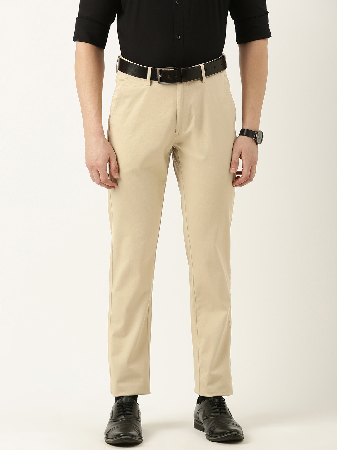 

Peter England Men Slim Fit Chinos Trousers, Khaki