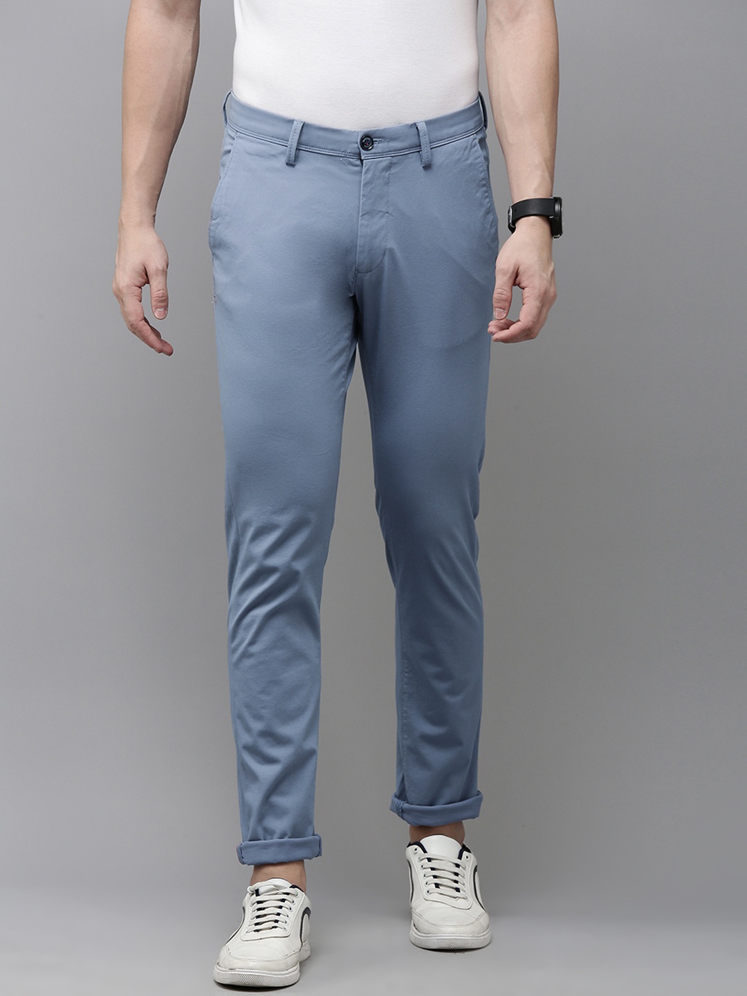 Van Heusen Sport Men Slim Fit Chinos Trousers, Blue