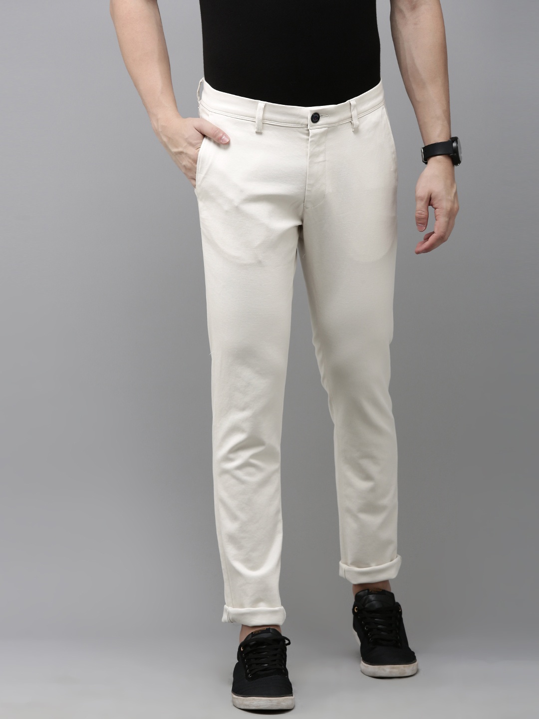 

Van Heusen Sport Men Slim Fit Chinos Trousers, Cream