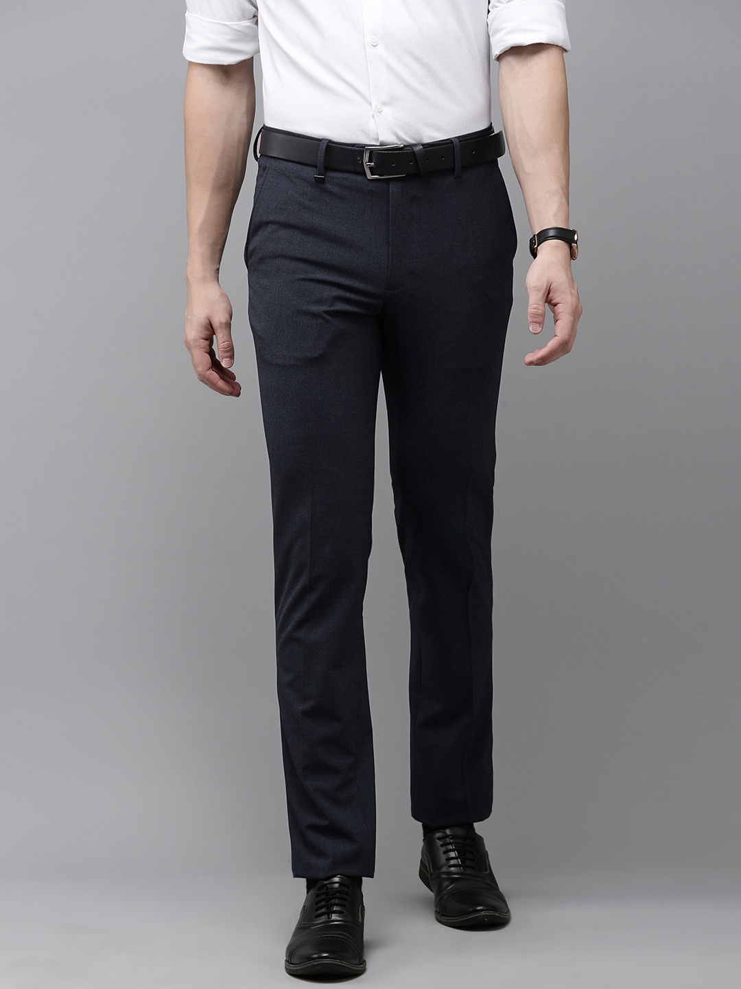 Van Heusen Men Slim Fit Formal Trousers, Navy blue