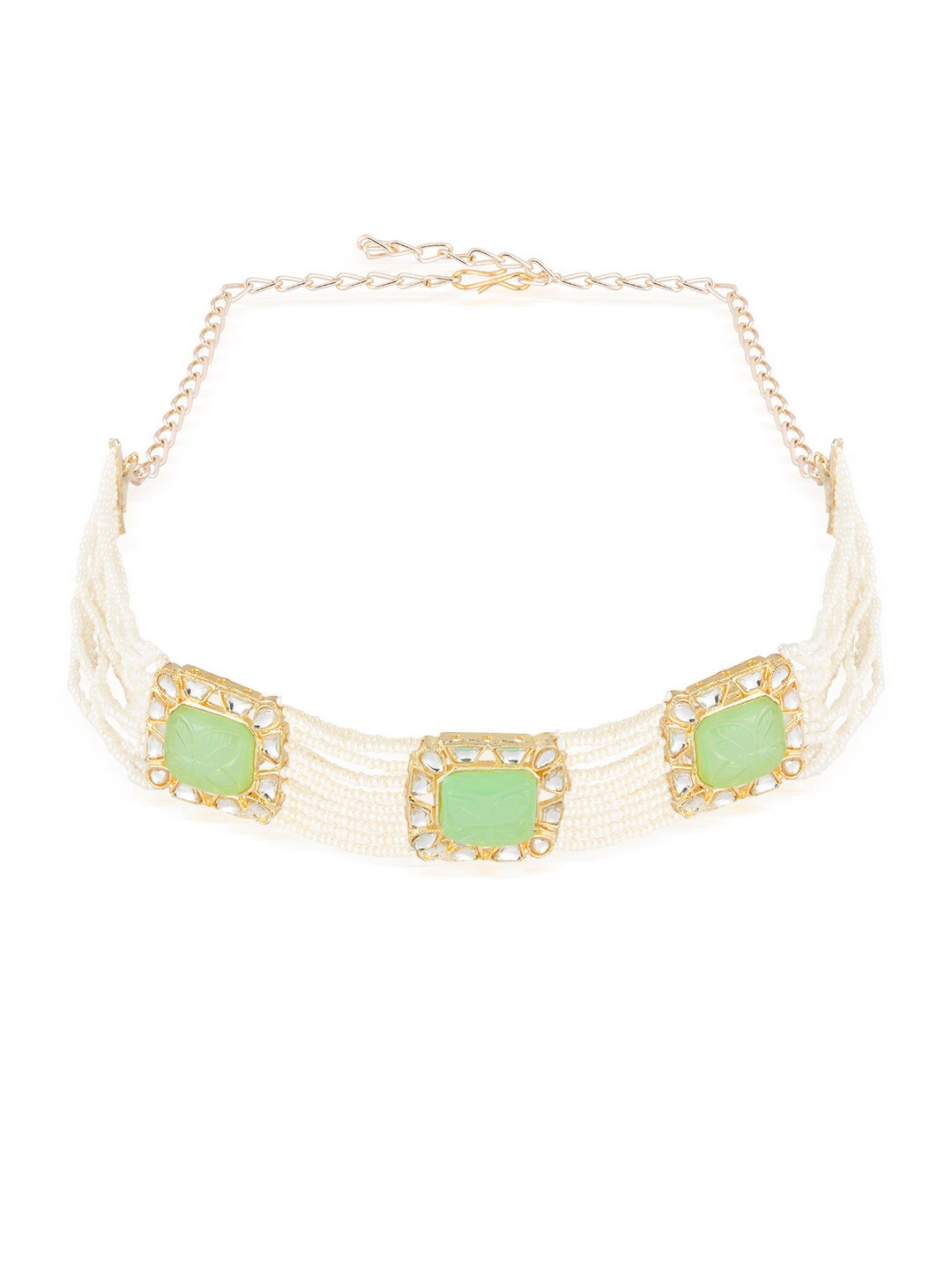

HAIR DRAMA CO. Women Pearls and Enamel Hairband, Sea green