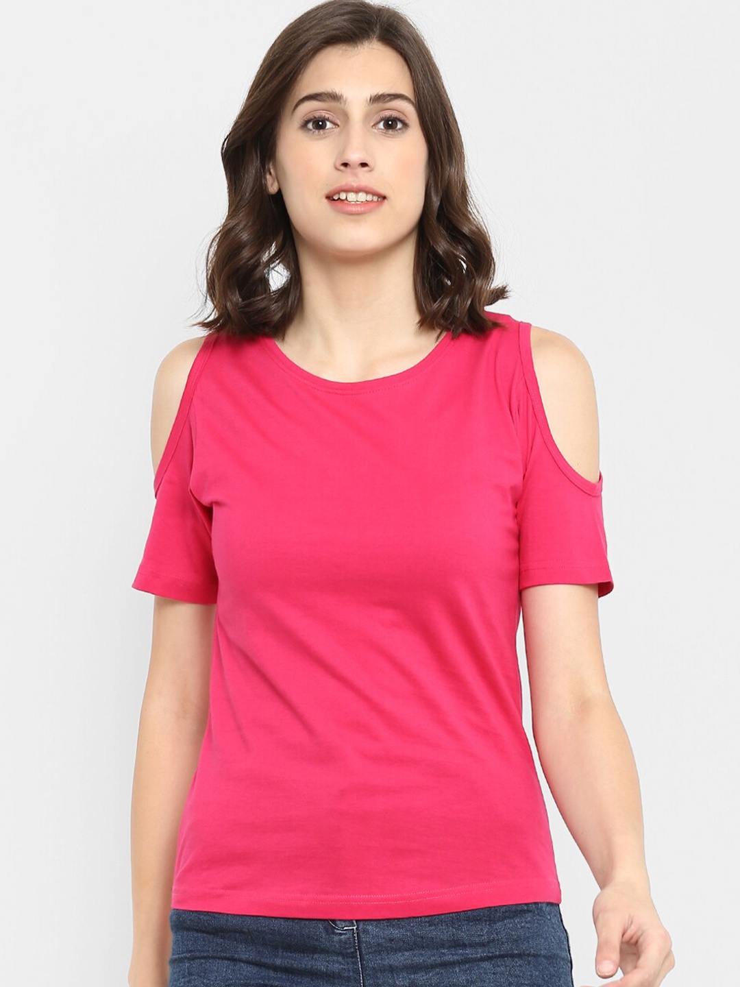 

appulse Cold-Shoulder Sleeves Cotton Top, Pink