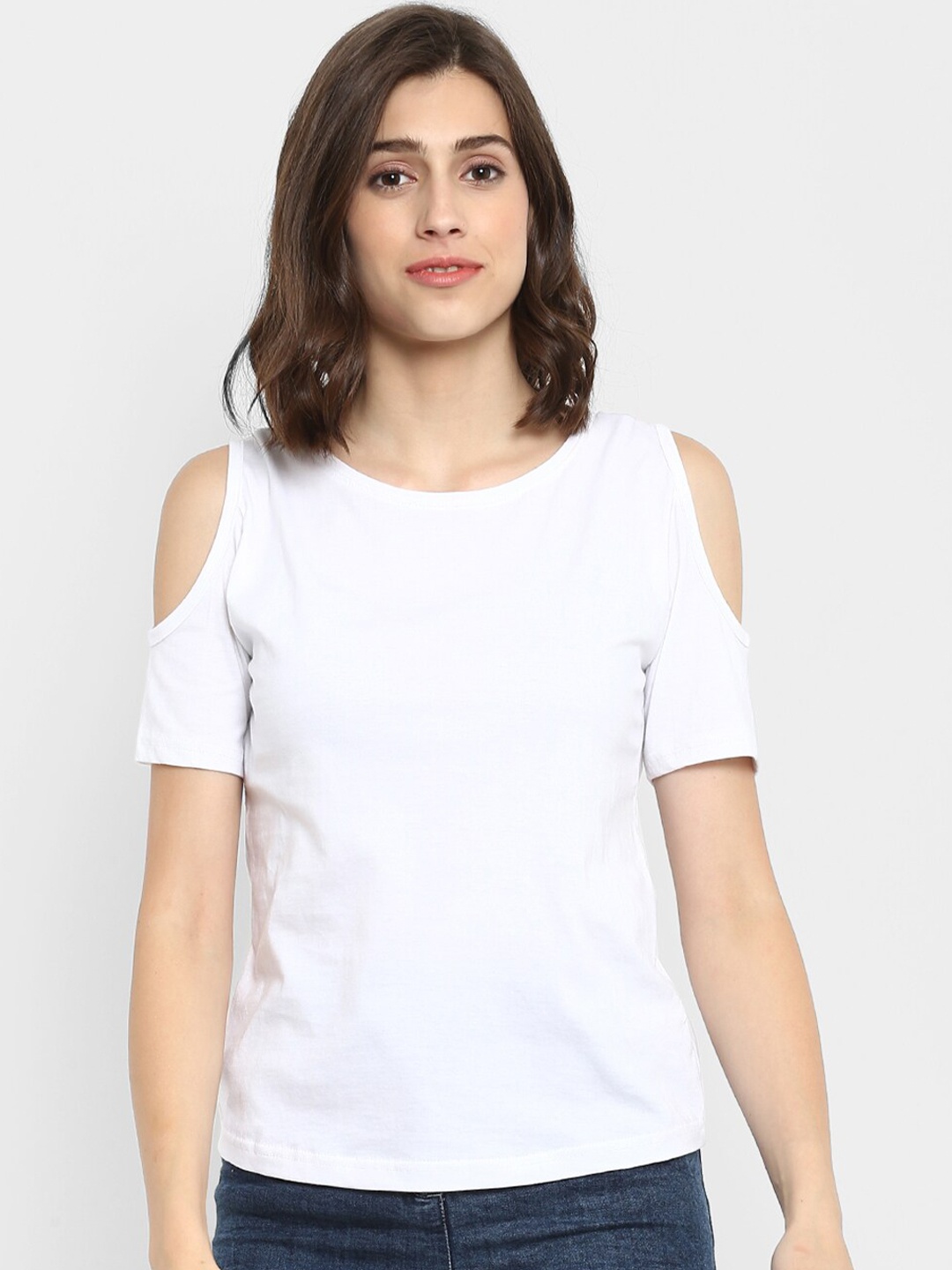 

appulse Cold-Shoulder Sleeves Cotton Top, White