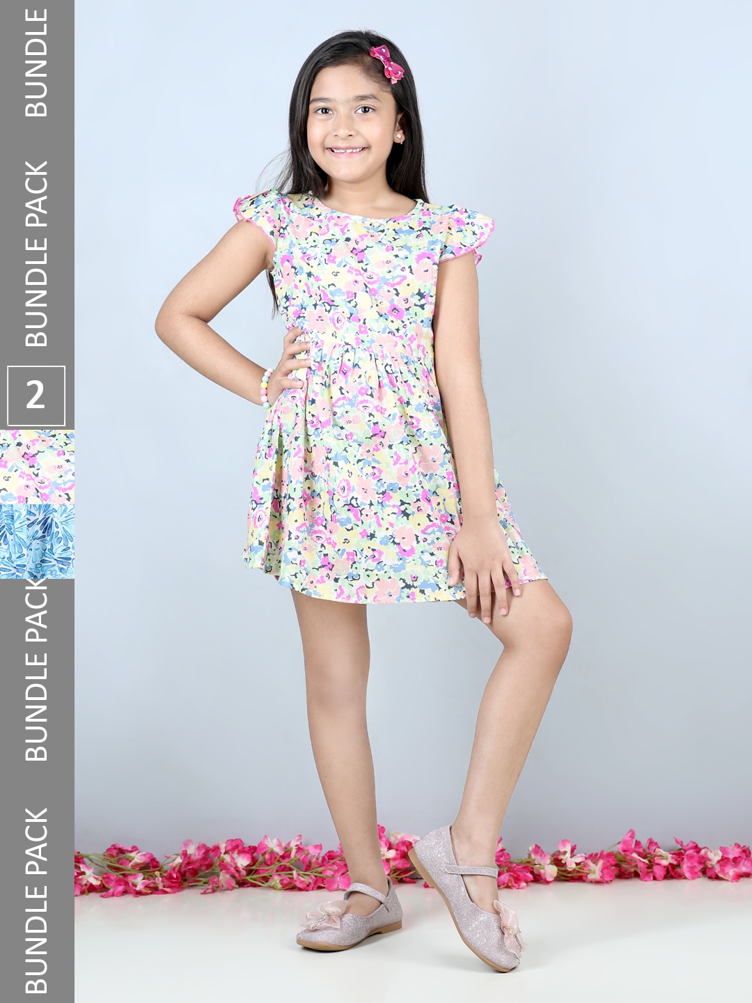 

Cutiekins Girls Pack Of 2 Floral Printed Fit & Flare Dress, White