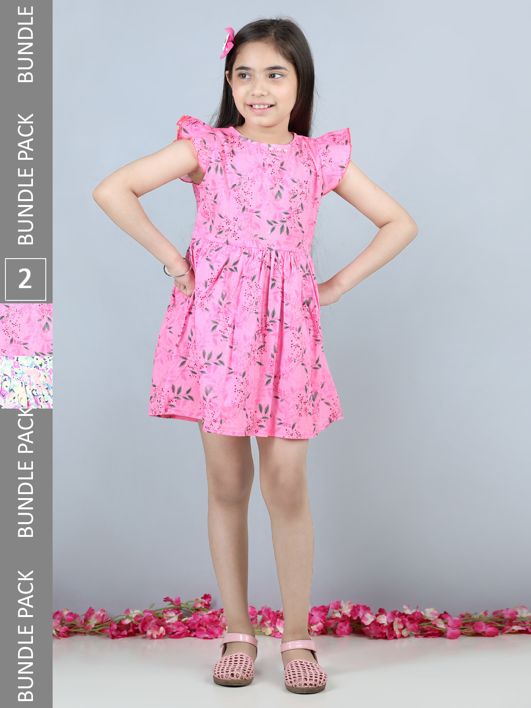 

Cutiekins Girls Pack Of 2 Floral Printed Fit & Flare Dress, Pink