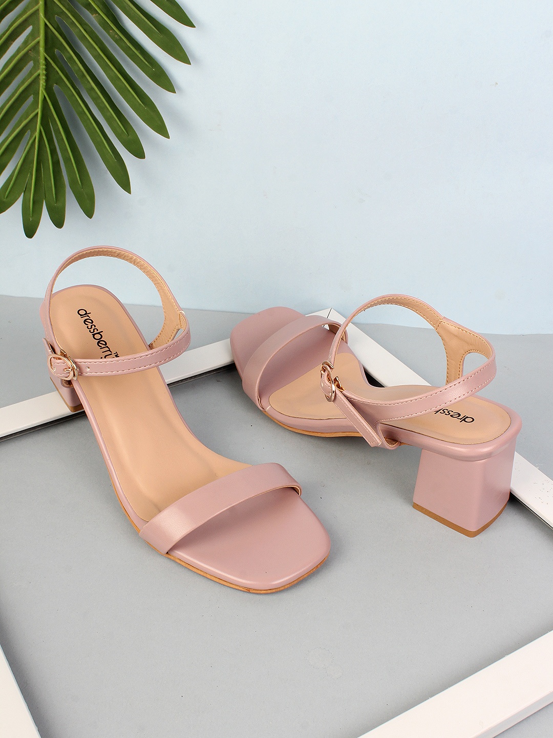 

DressBerry Nude-Coloured Open Toe Block Heels