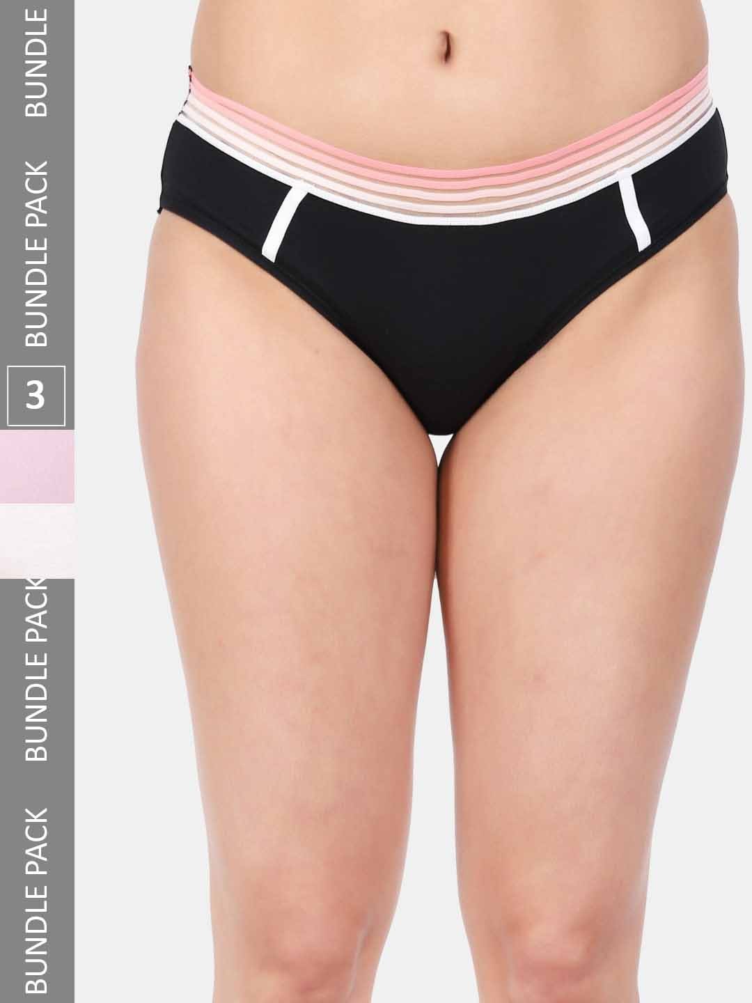 

Amour Secret Women Pack of 3 Mid-Rise Hipster Briefs, Black