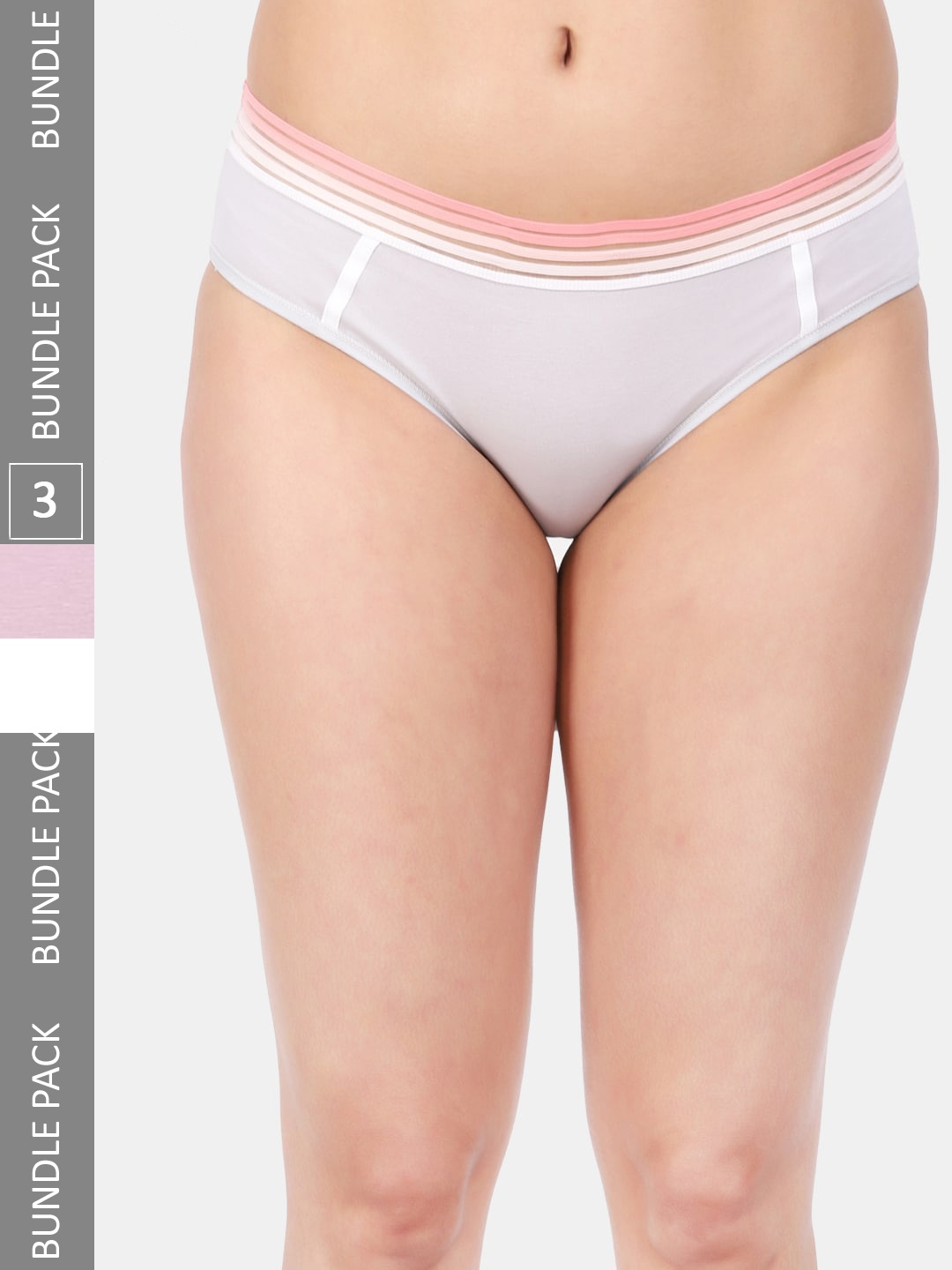 

Amour Secret Women Pack Of 3 Mid-Rise Anti Bacterial Cotton Hipster briefs, Pink