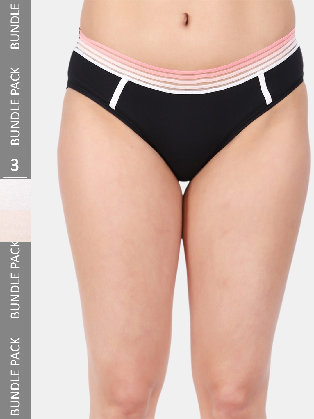 

Amour Secret Women Pack Of 3 Anti-bacterial Hipster Briefs, Black