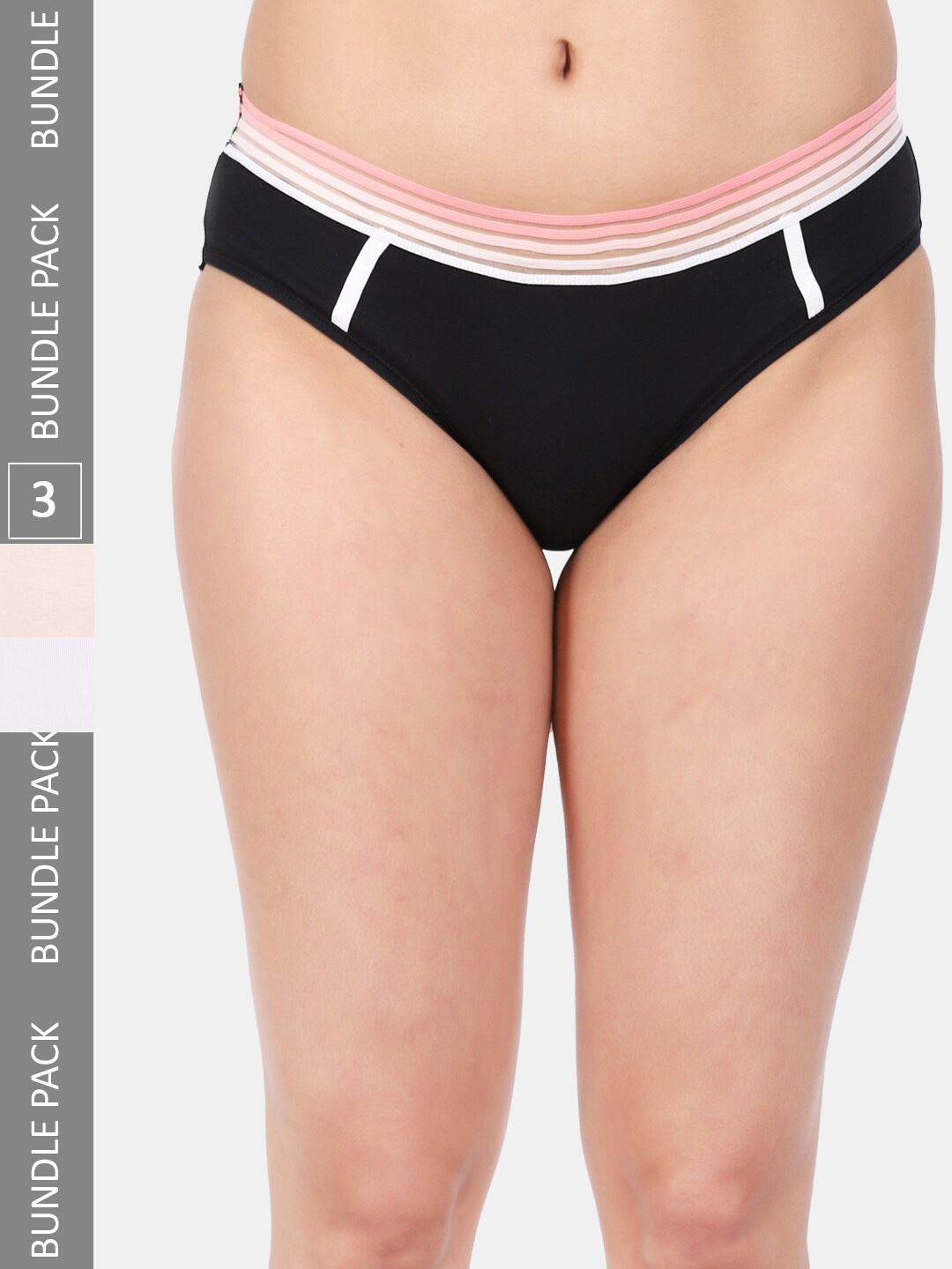 

Amour Secret Women Pack Of 3 Anti Bacterial Hipster Briefs, Black
