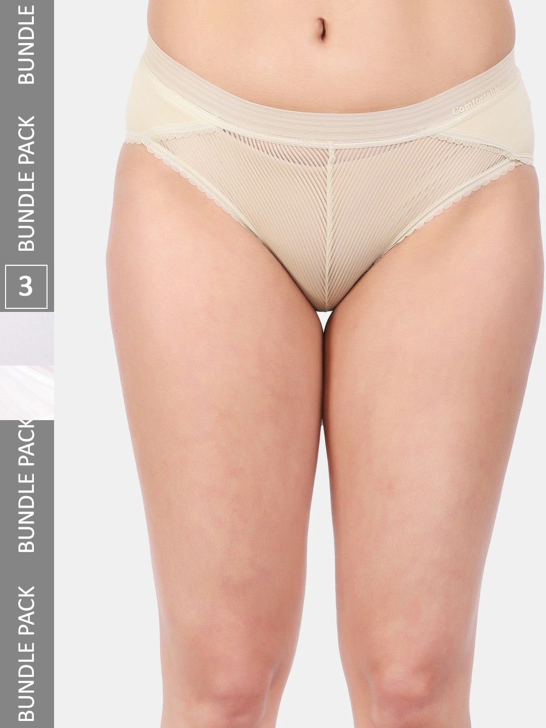 

Amour Secret Women Pack Of 3 Anti Bacterial Hipster Briefs, Beige