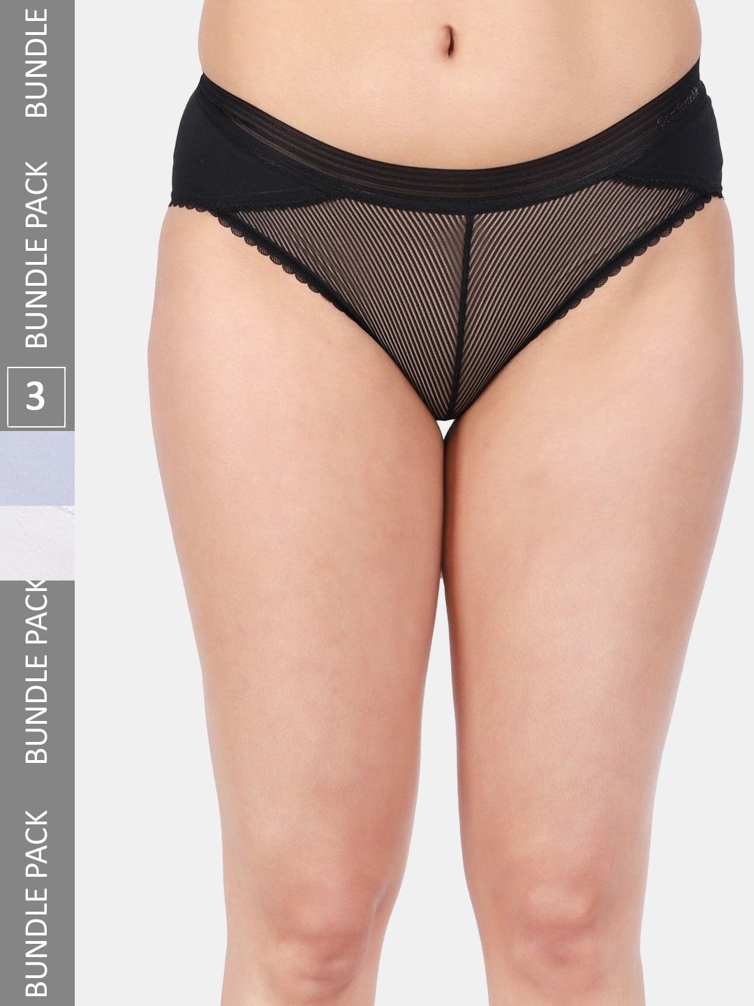 

Amour Secret Women Pack Of 3 Mid-Rise Anti Bacterial Hipsters Briefs, Black