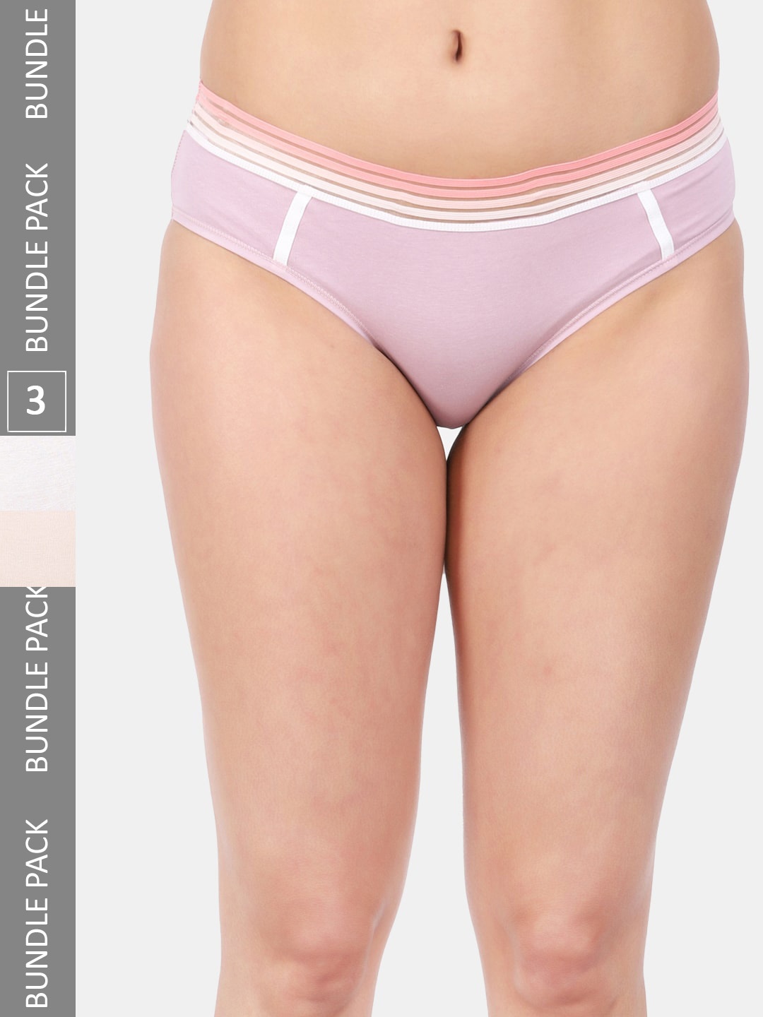 

Amour Secret Women Pack Of 3 Anti-Bacterial Mid-rise Hipster Briefs, Pink