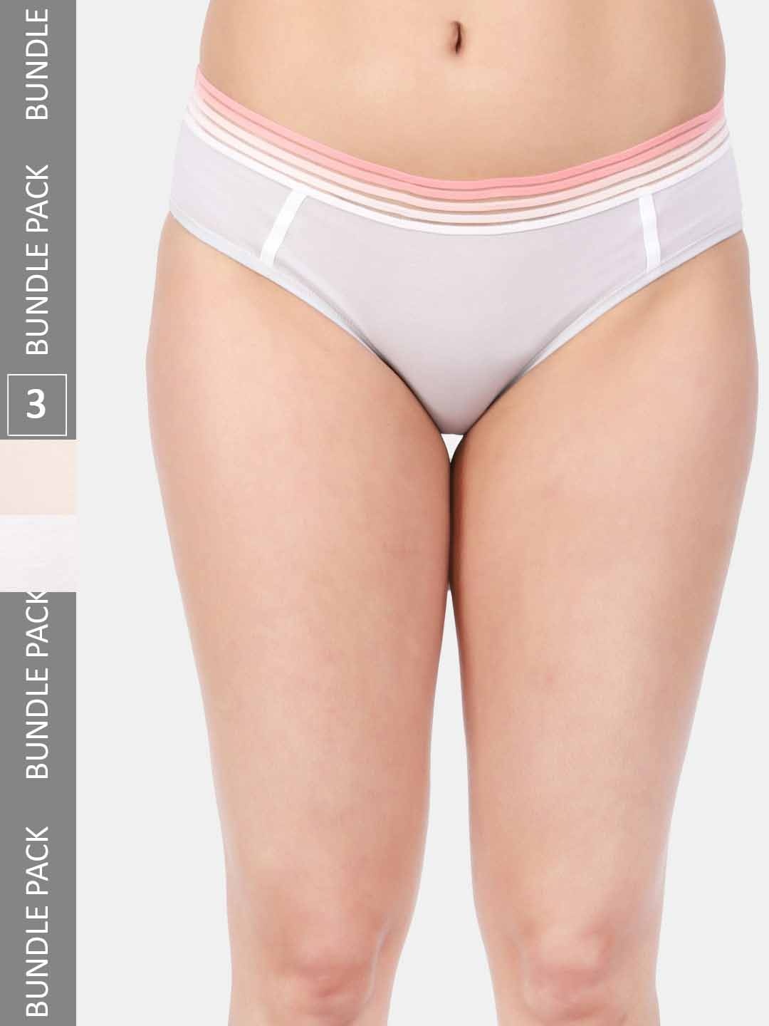 

Amour Secret Women Pack of 3 Anti-Bacterial Hipster Briefs, Grey