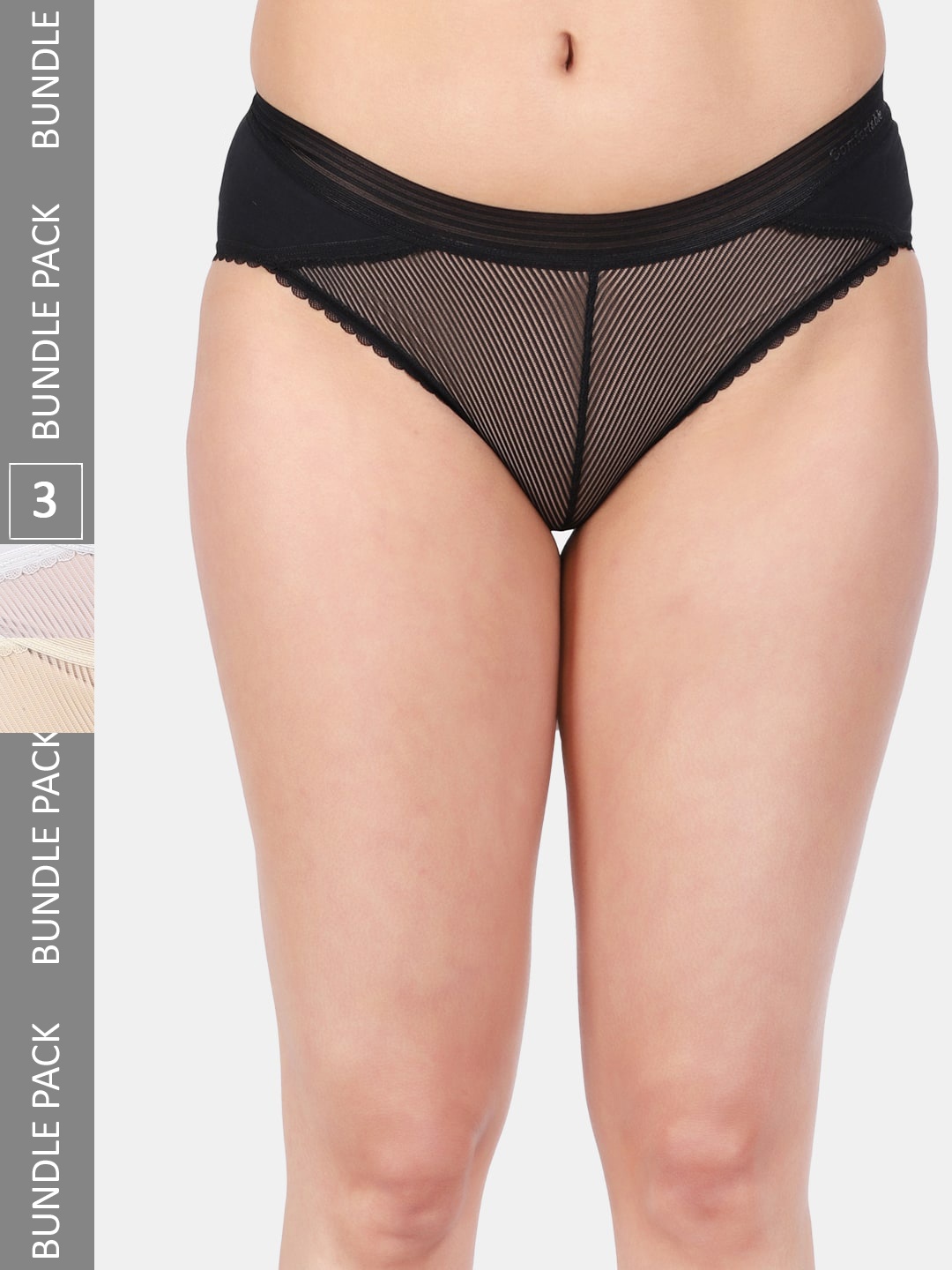 Amour Secret Women Pack Of 3 Anti Bacterial Hipster Briefs, Blue