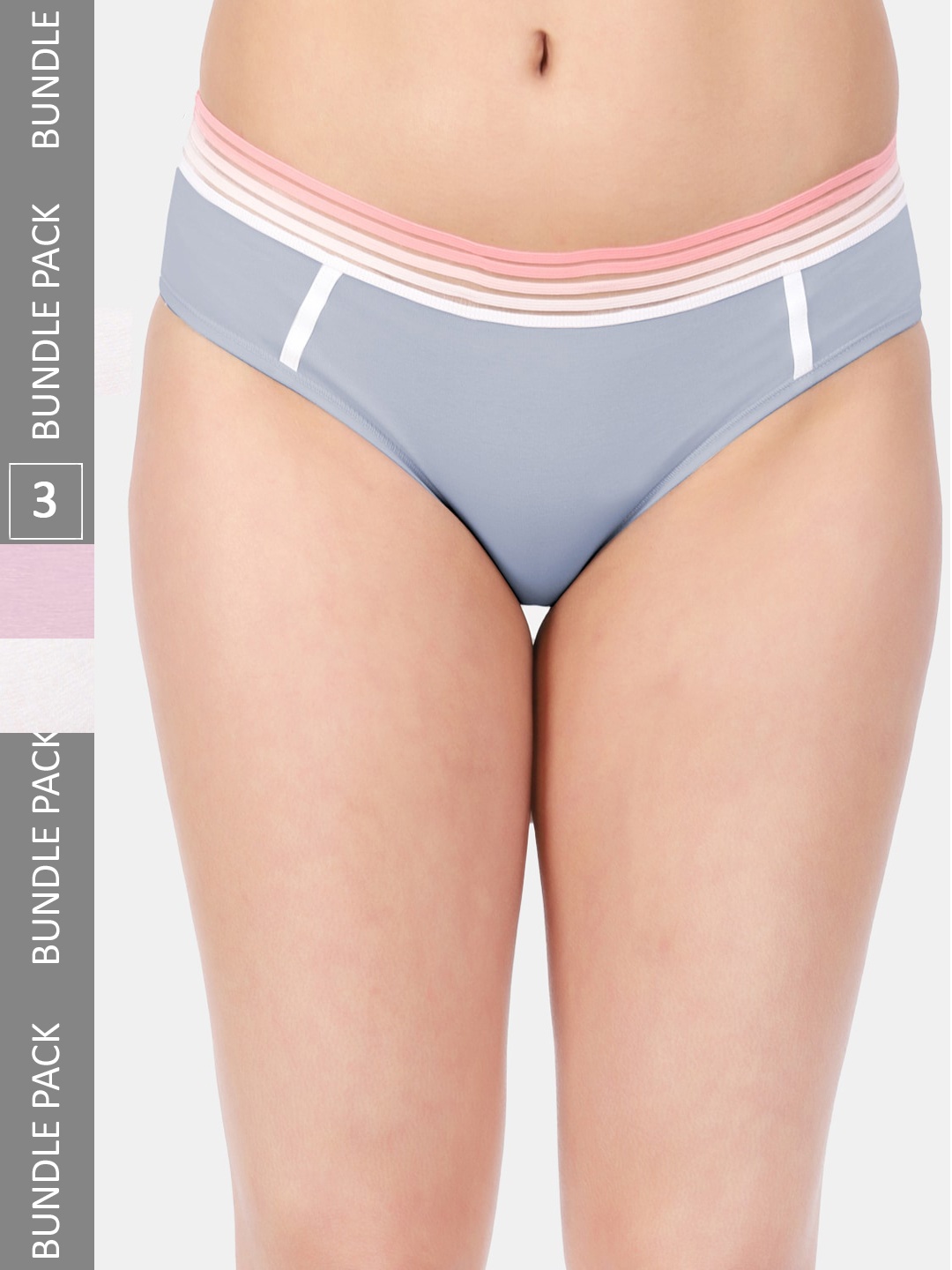 

Amour Secret Women Pack of 3 Anti-Bacterial Mid-Rise Hipster Briefs, Grey