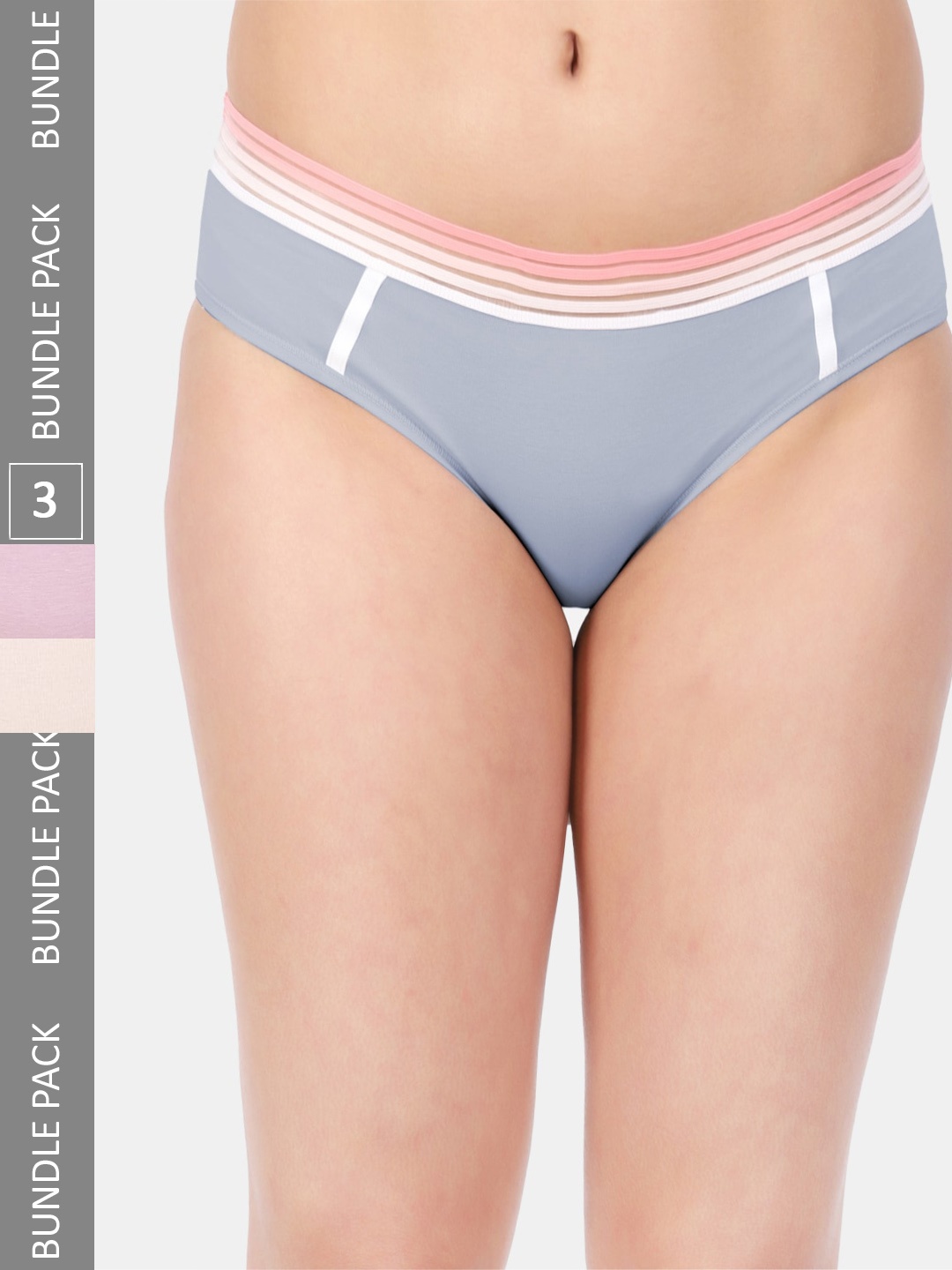 

Amour Secret Women Pack Of 3 Anti Bacterial Hipster Briefs, Grey