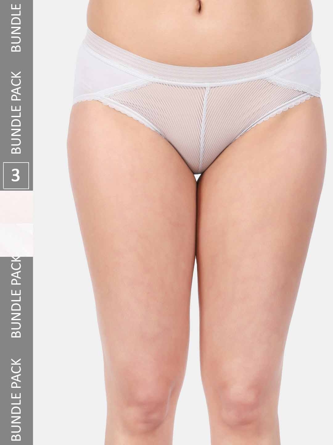 

Amour Secret Women Pack of 3 Anti-Bacterial Mid-rise Hipster Briefs, Grey