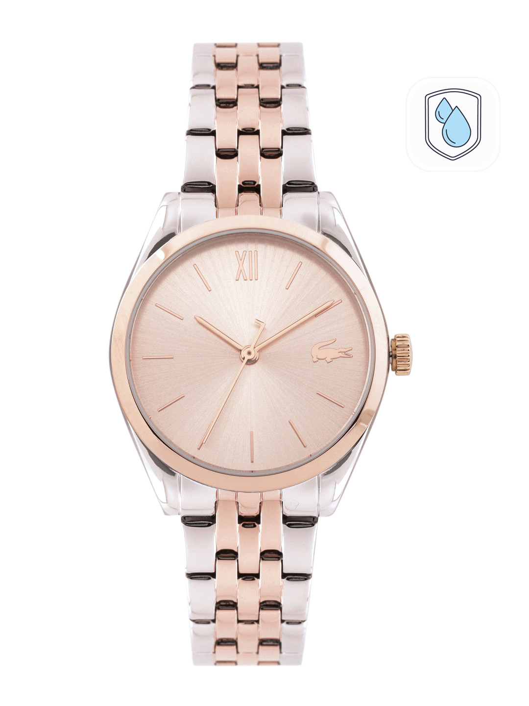 

Lacoste Women Solid Dial & Dual-Toned Bracelet Style Straps Analogue Watch 2001311, Silver