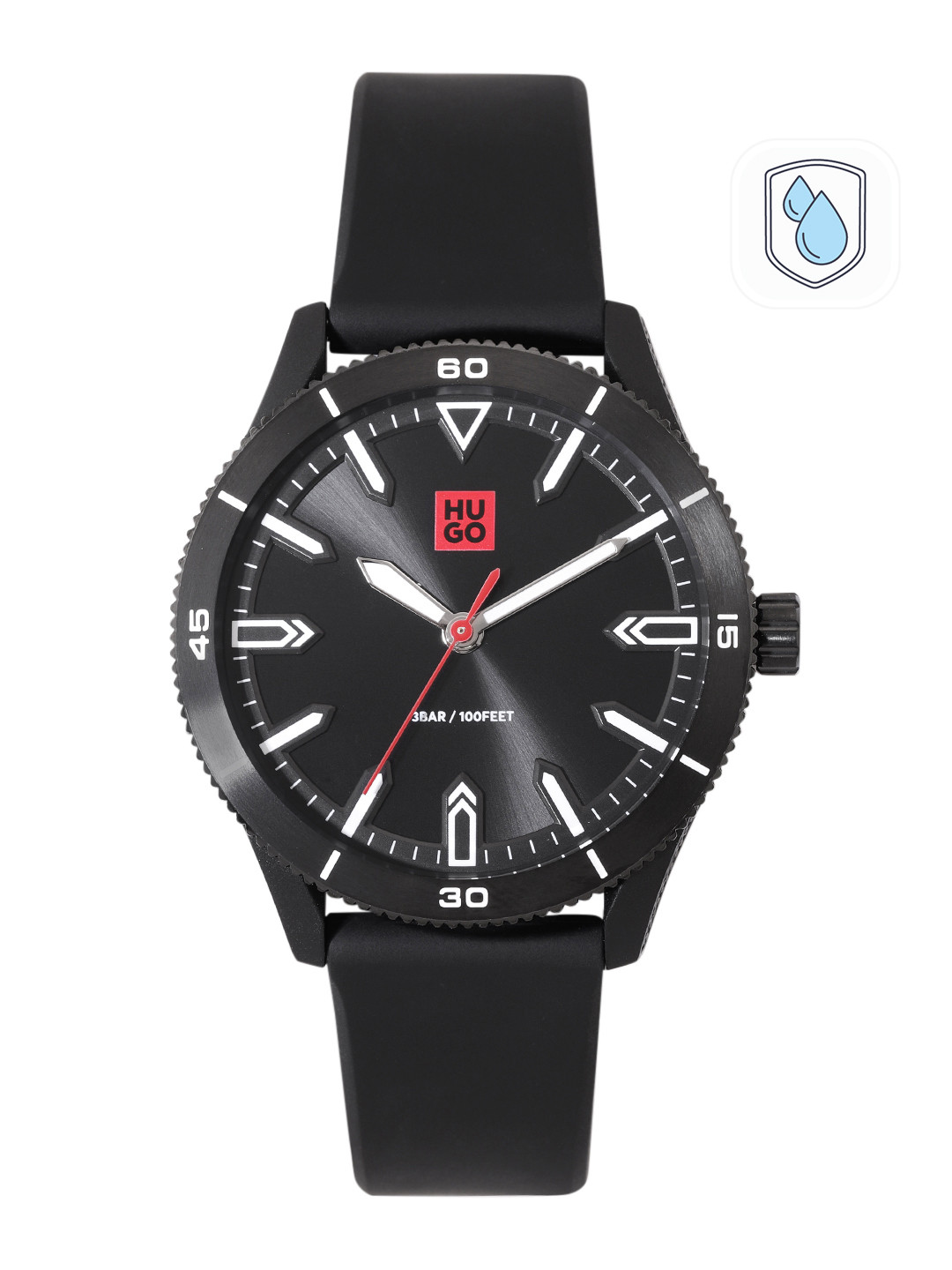 

HUGO Unisex Stainless Steel Dial & Silicon Straps Analogue Watch 1520035, Black