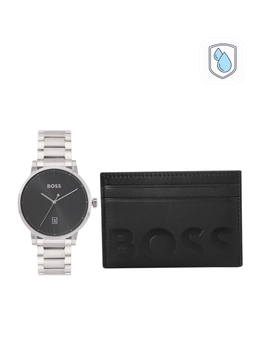 

Hugo Boss Men Confidence Analogue Watch With Card Holder, Black