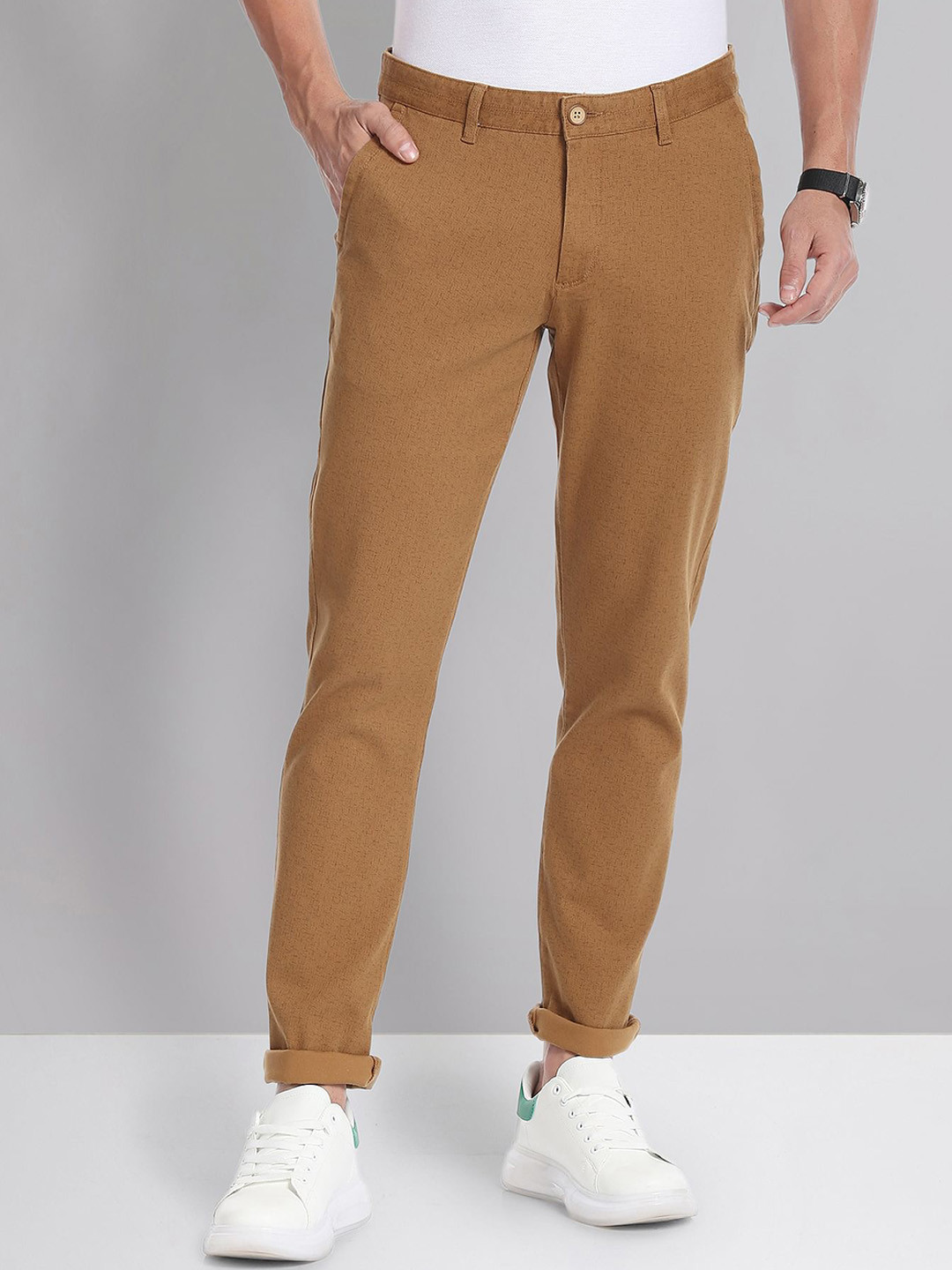 

AD By Arvind Men Mid-Rise Slim Fit Regular Trousers, Brown