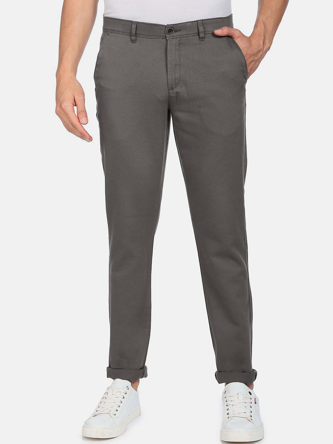 

AD By Arvind Men Slim Fit Chinos Trousers, Grey