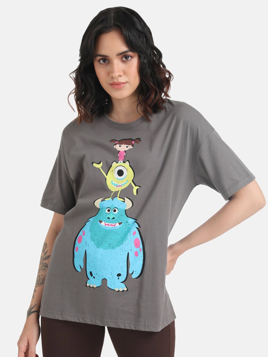 

Kazo Monsters Inc. Graphic Printed Short Sleeve Disney T-shirt, Grey