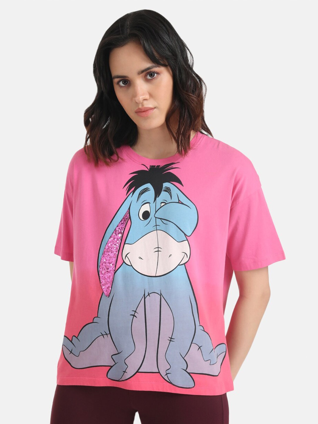 

Kazo Eeyore Printed Oversized Disney T-shirt, Pink