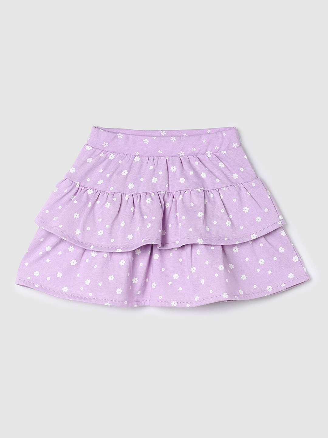 

max Girls Printed Pure Cotton Mini-Length Flared Skirt, Purple