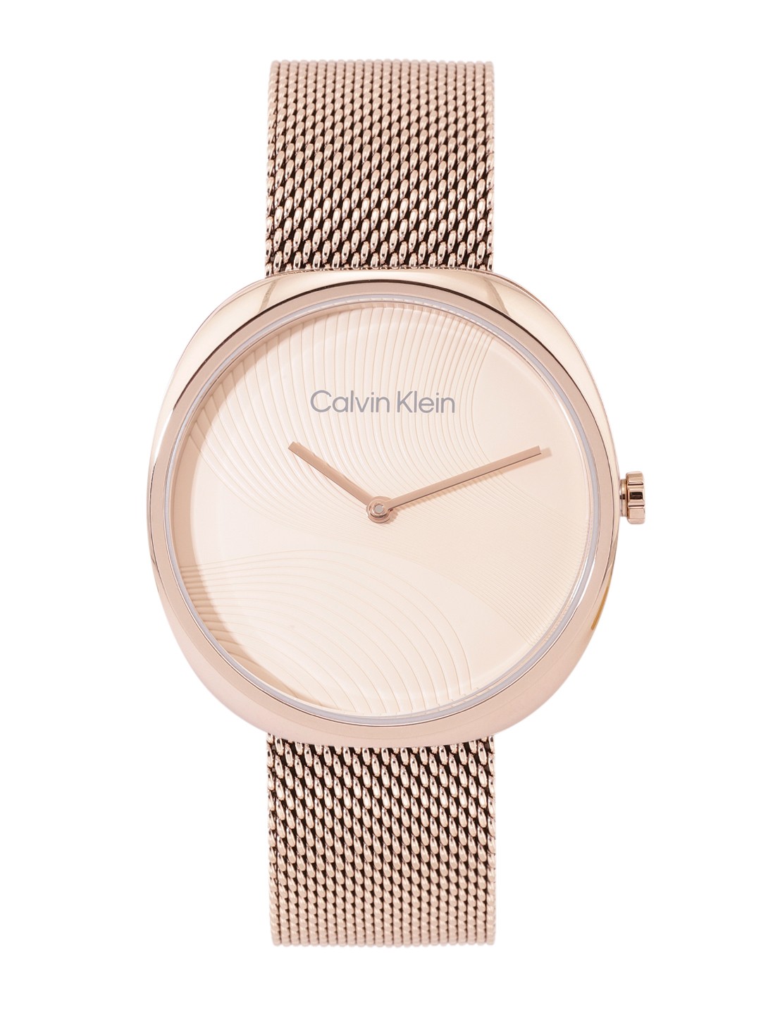 

Calvin Klein Women Sculpt Textured Stainless Steel Bracelet Style Analogue Watch 25200247, Rose gold