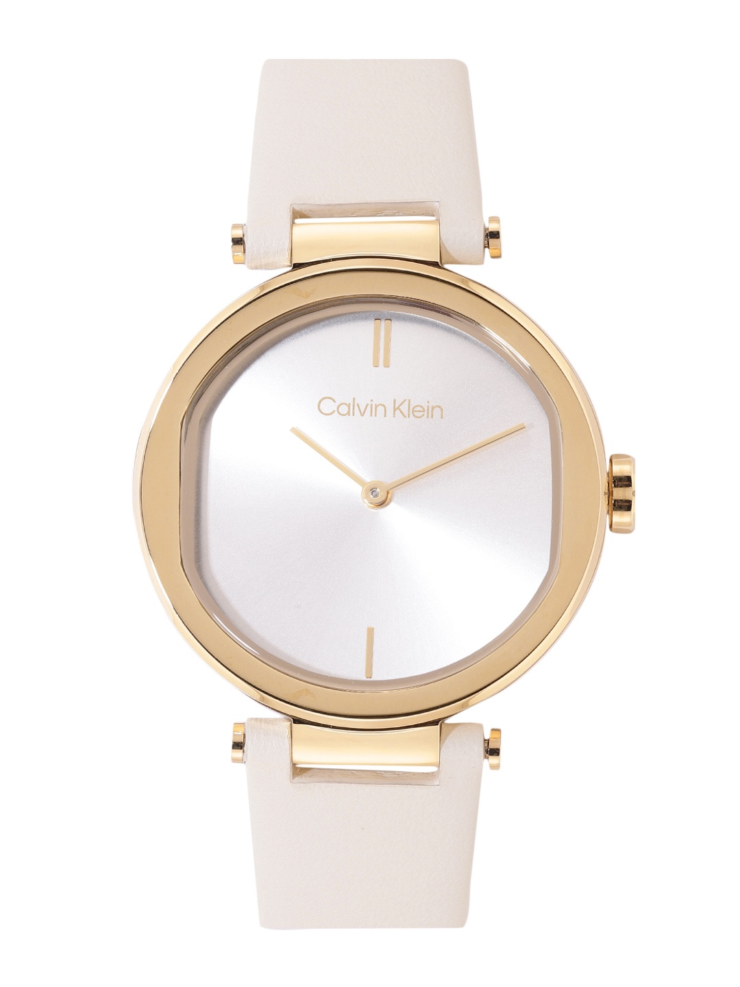 

Calvin Klein Women Sensation Leather Strap Analogue Watch 25200254, Silver