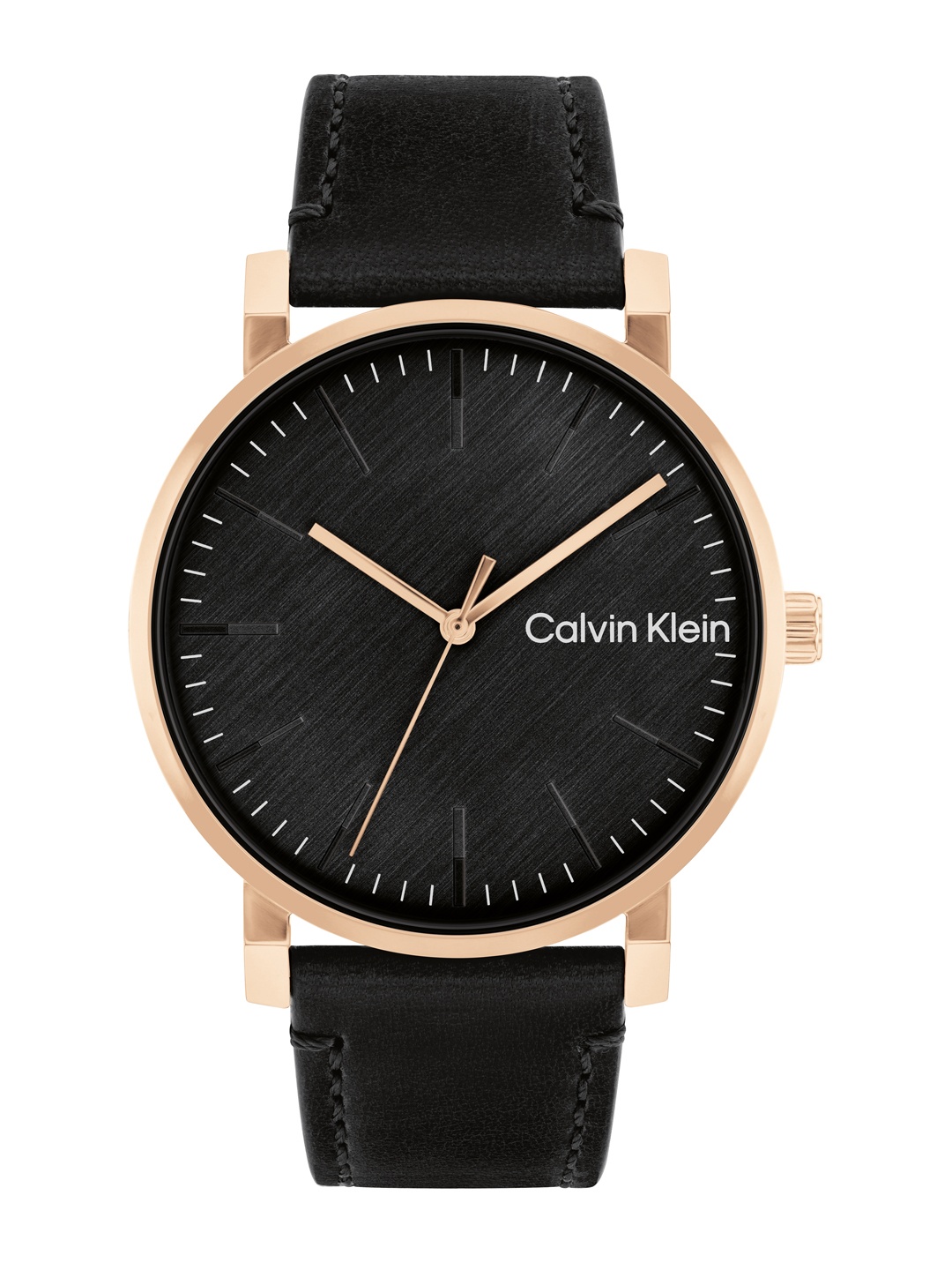 

Calvin Klein Men Ck Slate Leather Strap Analogue Watch 25200318, Black