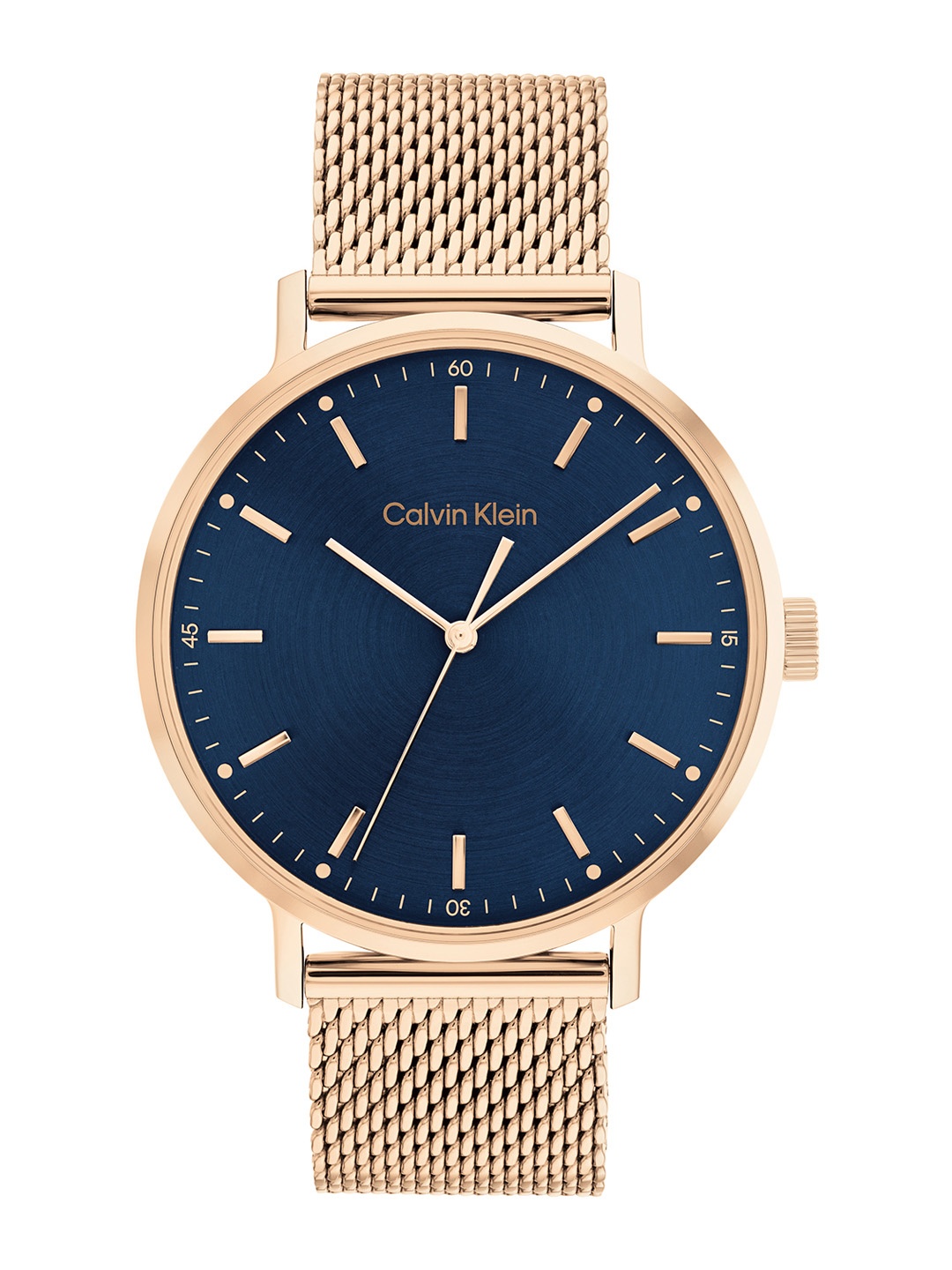 

Calvin Klein Men Modern Mesh Stainless Steel Bracelet Style Analogue Watch 25200314, Blue