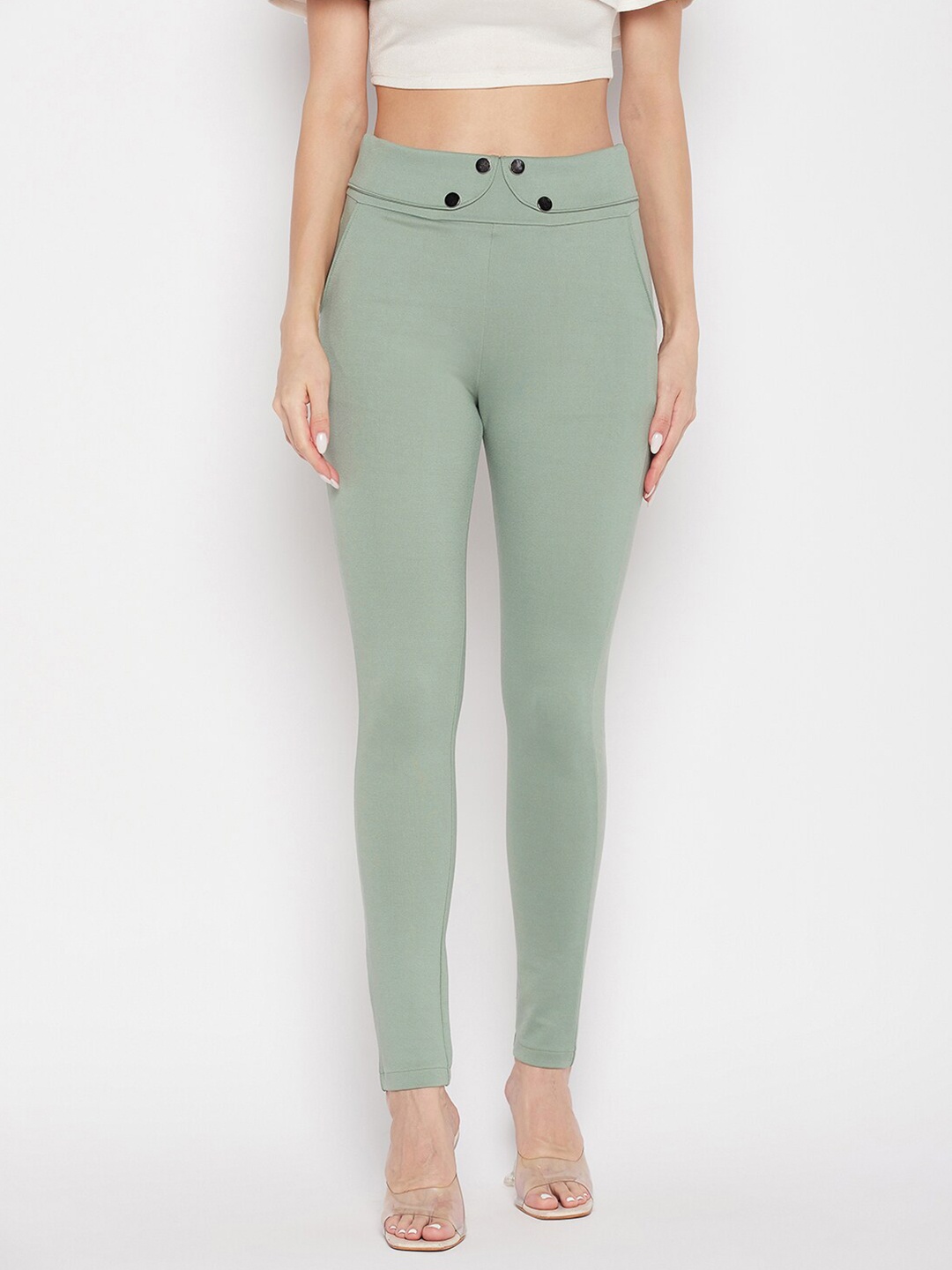 

Clora Creation Women Slim-Fit Treggings, Green