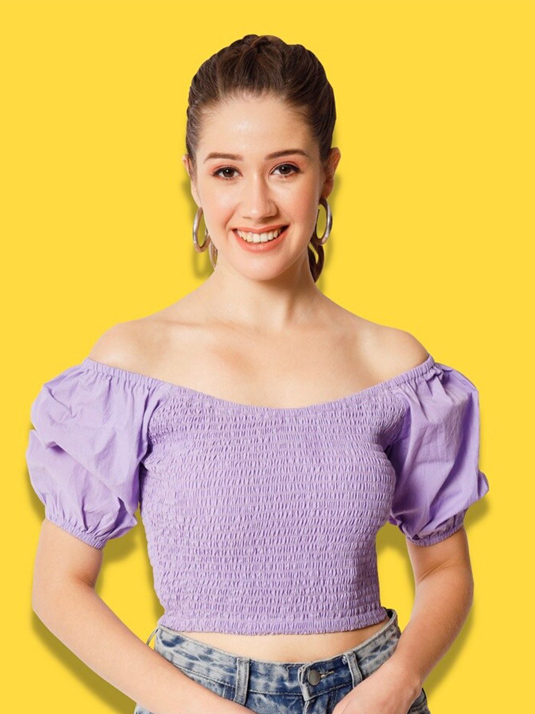 

CHARMGAL Lavender Cotton Crop Top
