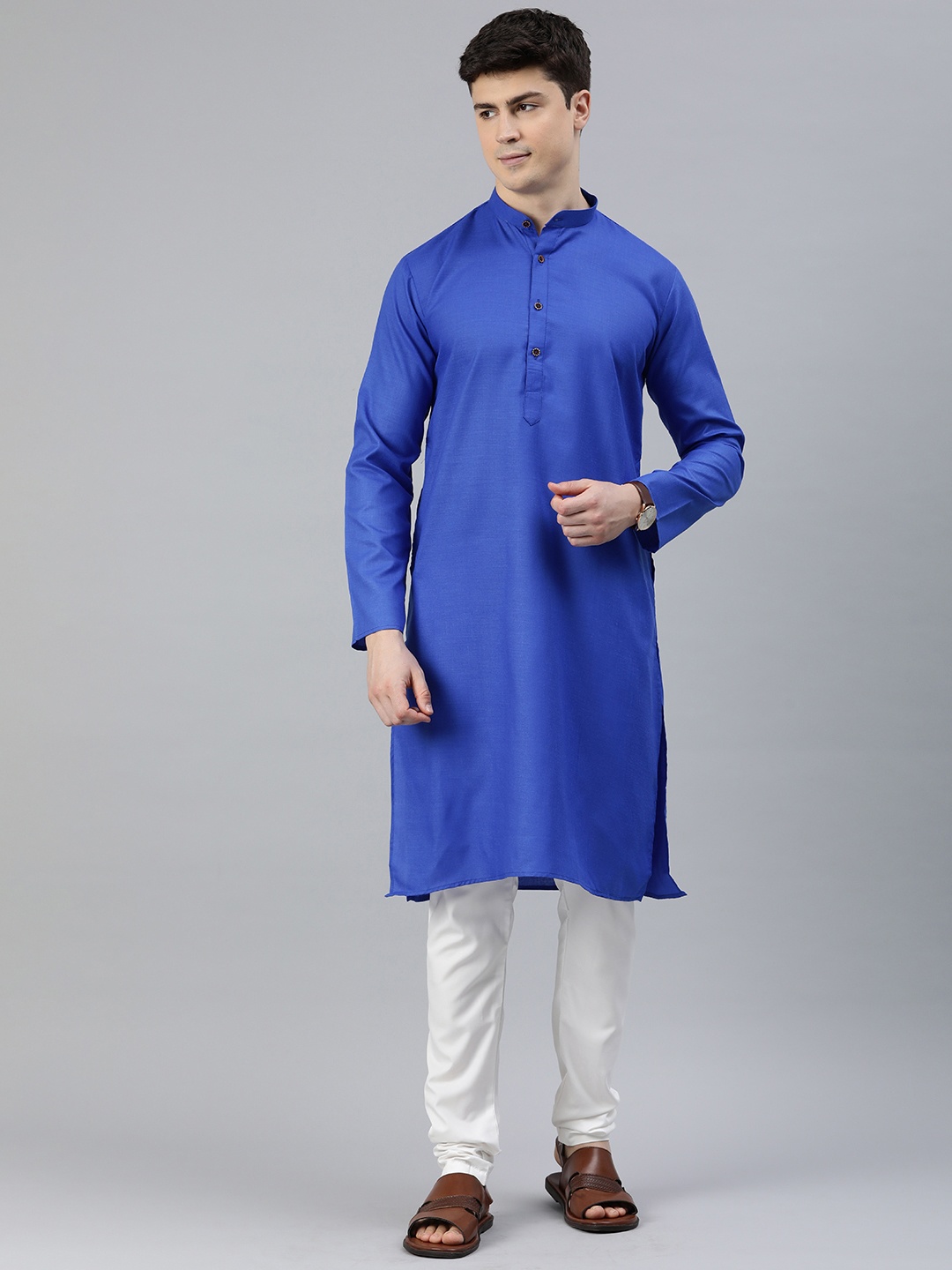 

ADBUCKS Men Regular Pure Cotton Kurta with Churidar, Blue