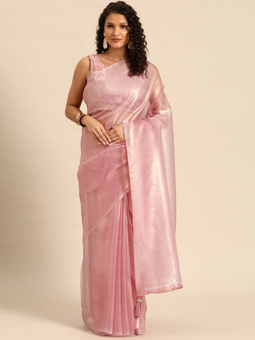 

GAJARAI Organza Saree, Pink