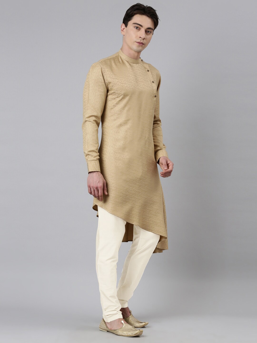 

TheEthnic.Co Abstract Woven Design Pure Cotton Kurta With Churidar, Beige